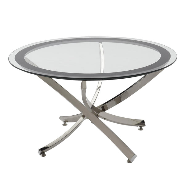 Coaster Furniture Brooke 702588 Round Glass Top Coffee Table Metal Base - Chrome