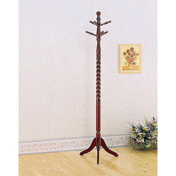 Coaster Furniture Riona 3058 6 Hook Freestanding Wood Coat Rack Hat Hanger - Merlot