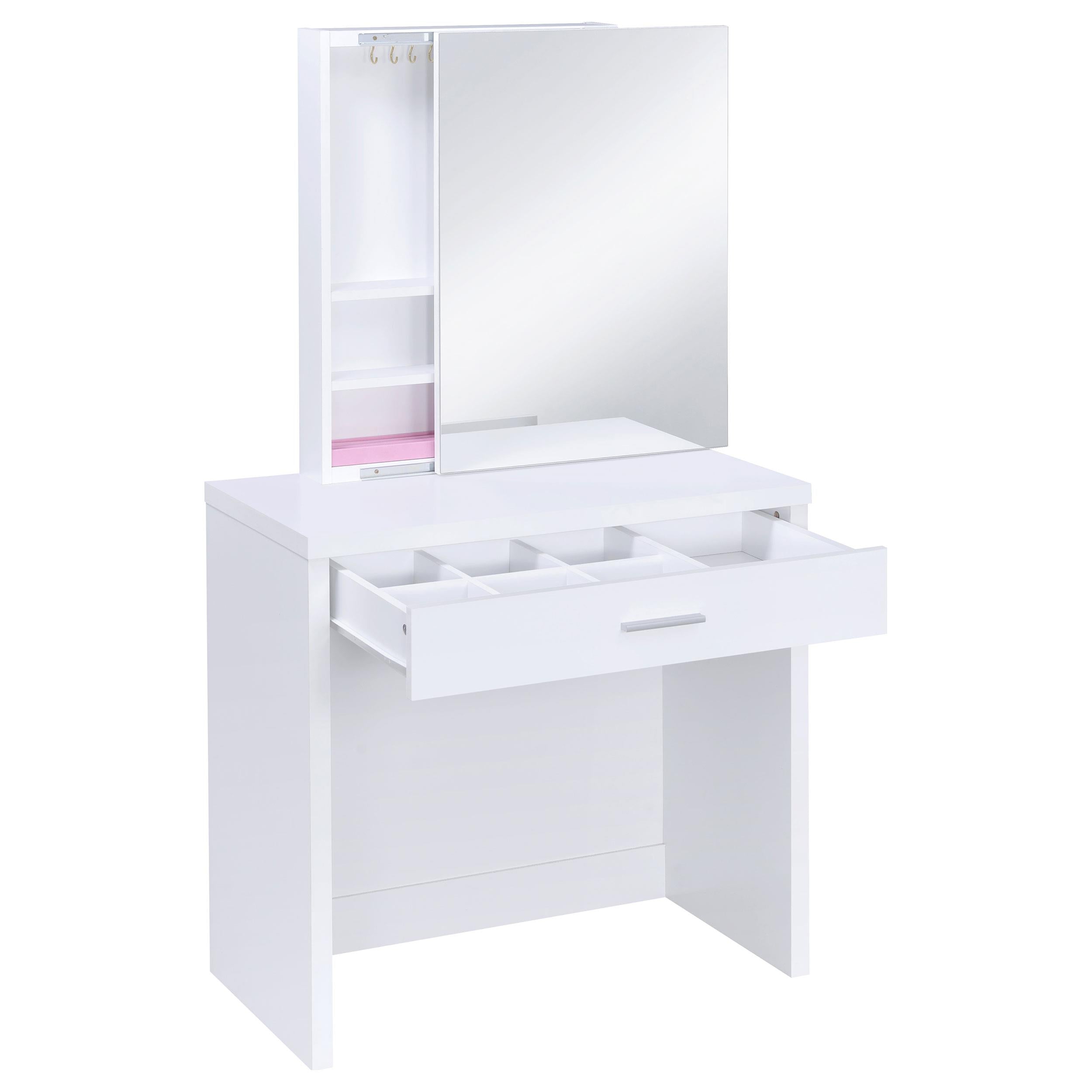  Coaster Furniture Harvey 300290 Vanity Set with Lift-Top Stool - White IMAGE 3