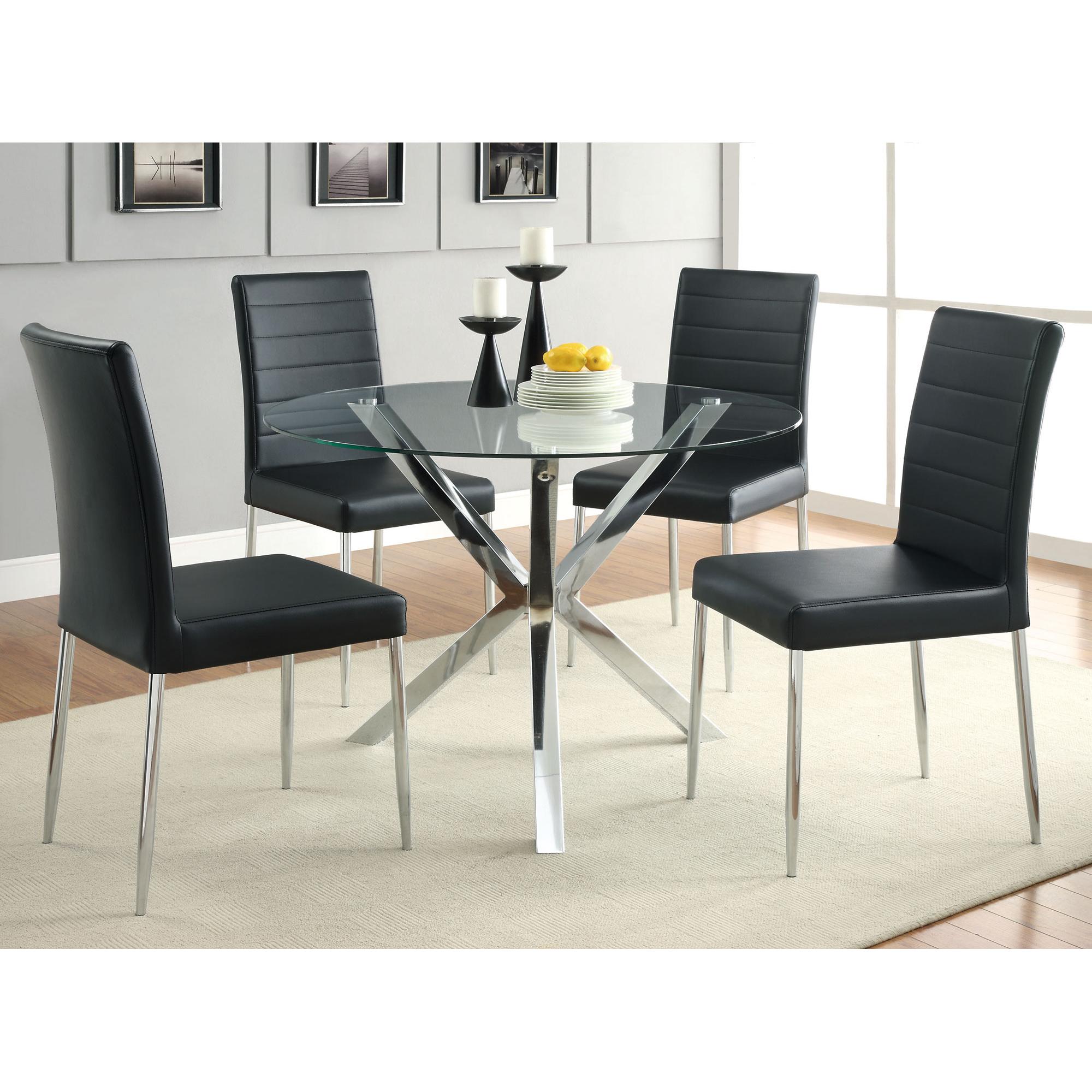  Coaster Furniture Vance 120760 Round 41-inch Glass Top Asterisk Dining Table - Chrome IMAGE 3