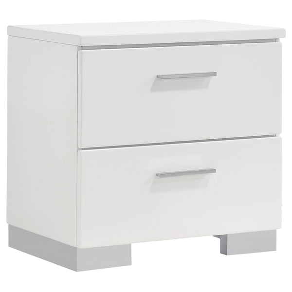 Coaster Furniture Felicity 203502 2-Drawer Nightstand - White High Gloss