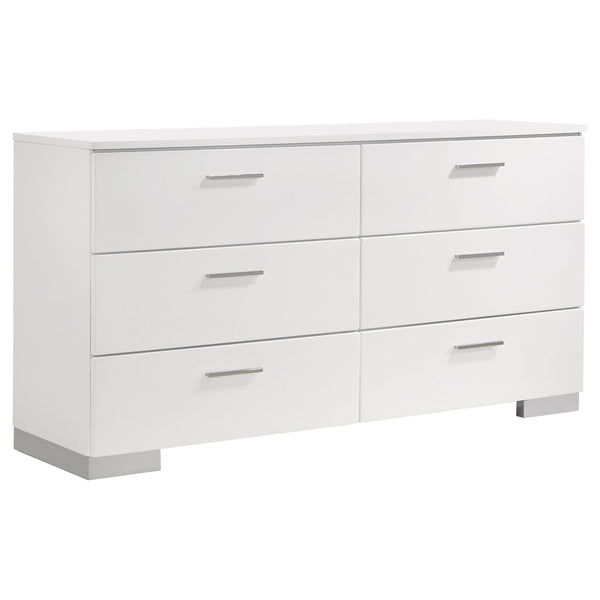 Coaster Furniture Felicity 203503 6-Drawer Dresser - White High Gloss
