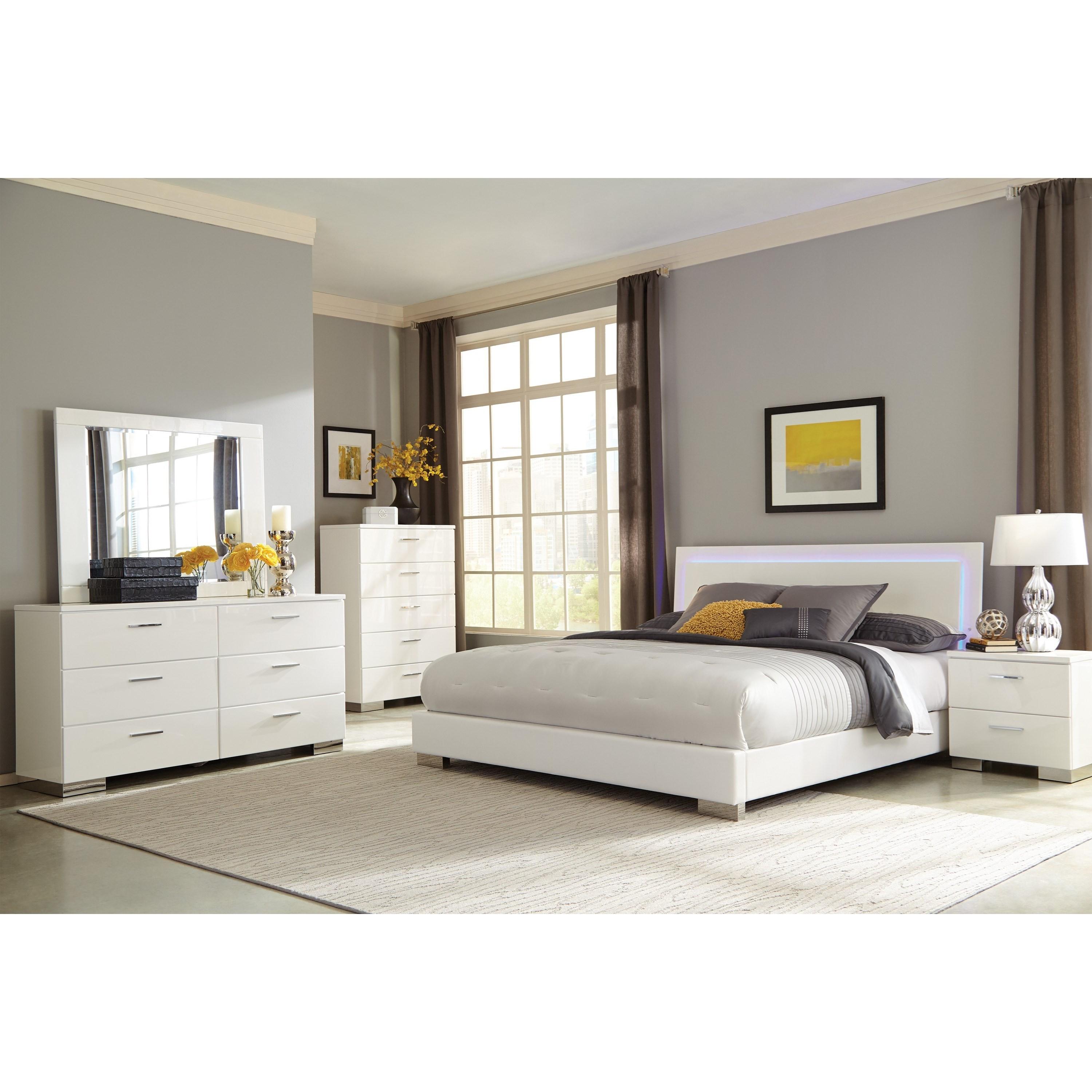  Coaster Furniture Felicity 203504 Dresser Mirror - White High Gloss IMAGE 3