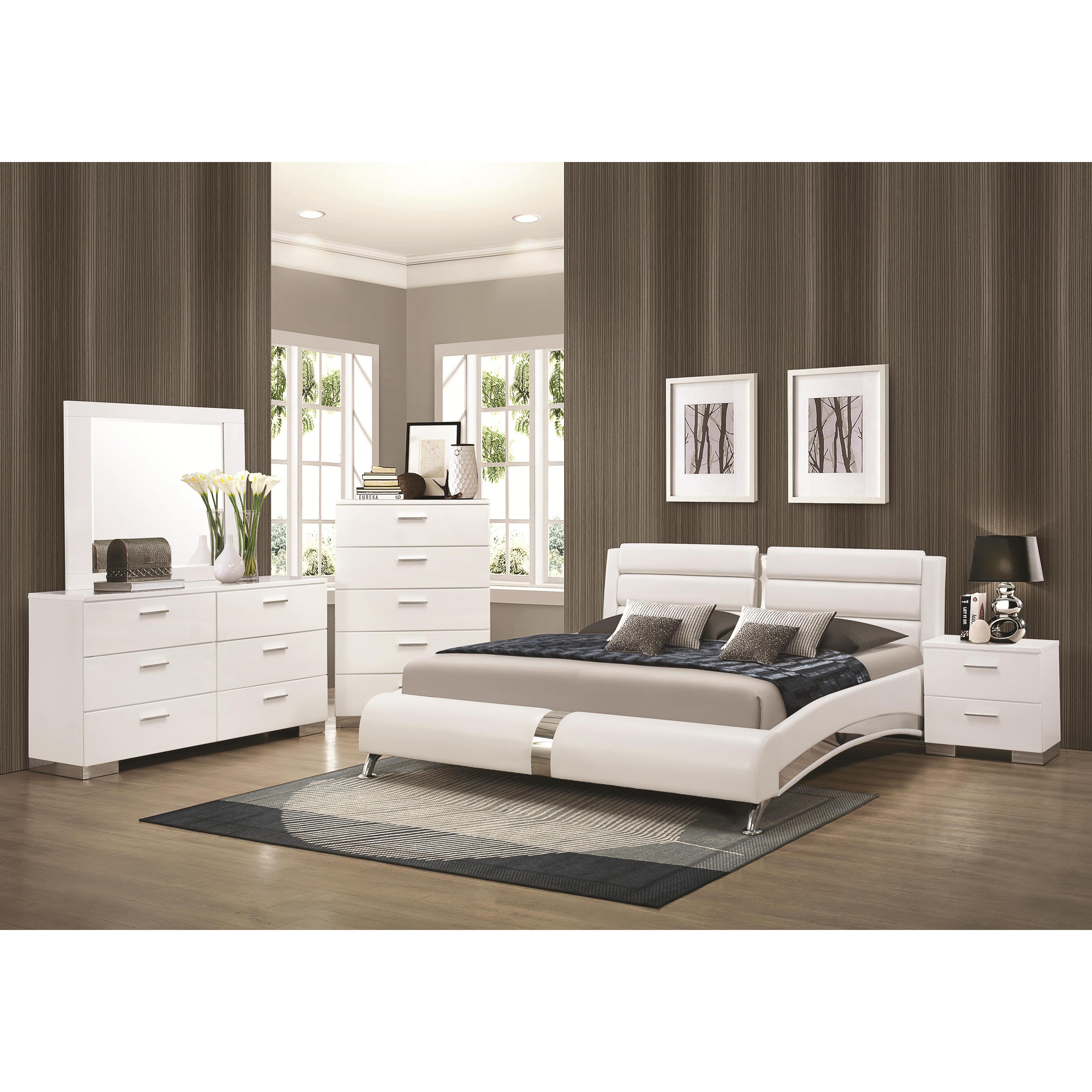  Coaster Furniture Felicity 203504 Dresser Mirror - White High Gloss IMAGE 5
