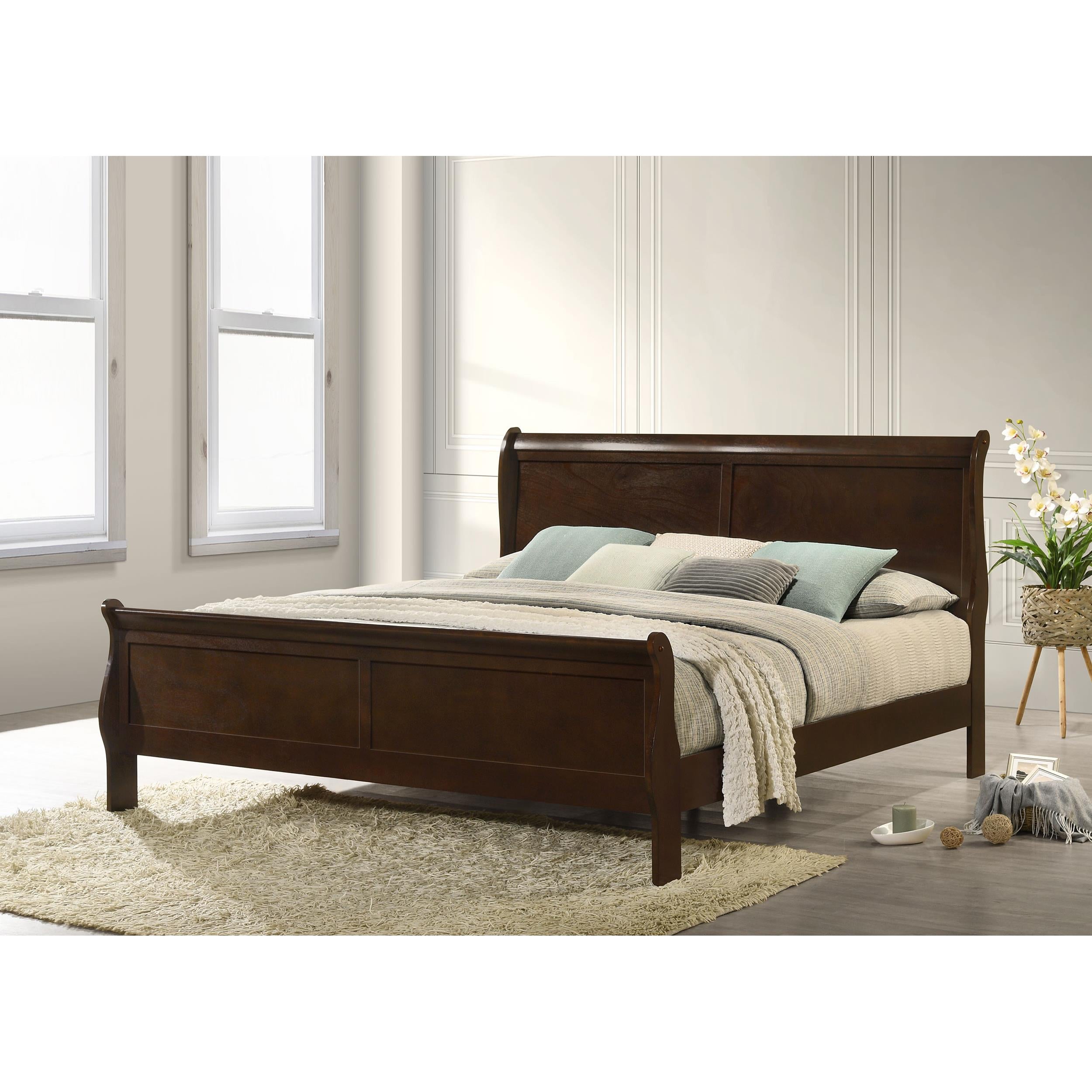  Size_King --  Louis Philippe 202411KE Wood Eastern King Sleigh Bed - Cappuccino IMAGE 6