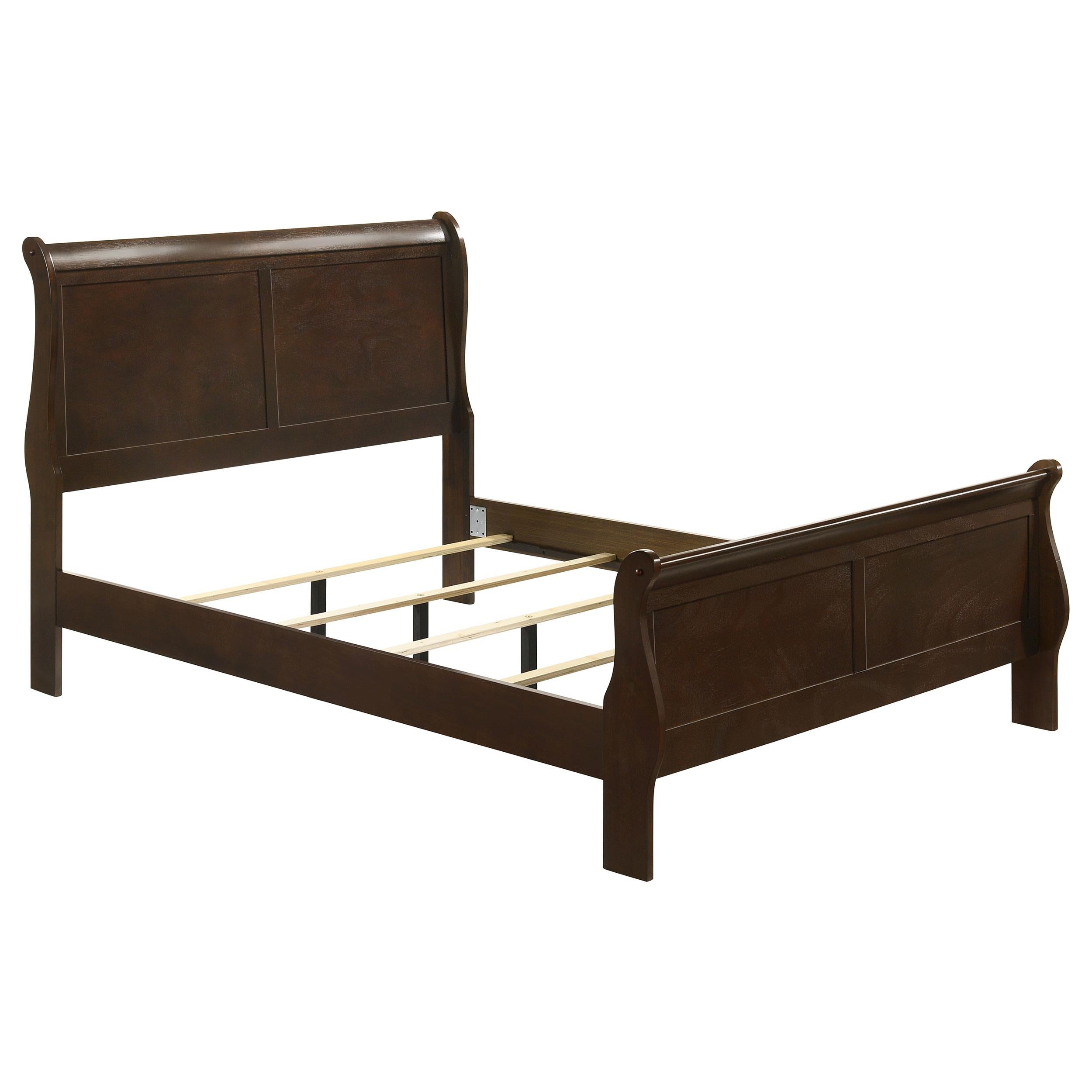  Size_Full --  Louis Philippe 202411F Wood Full Sleigh Bed - Cappuccino IMAGE 1