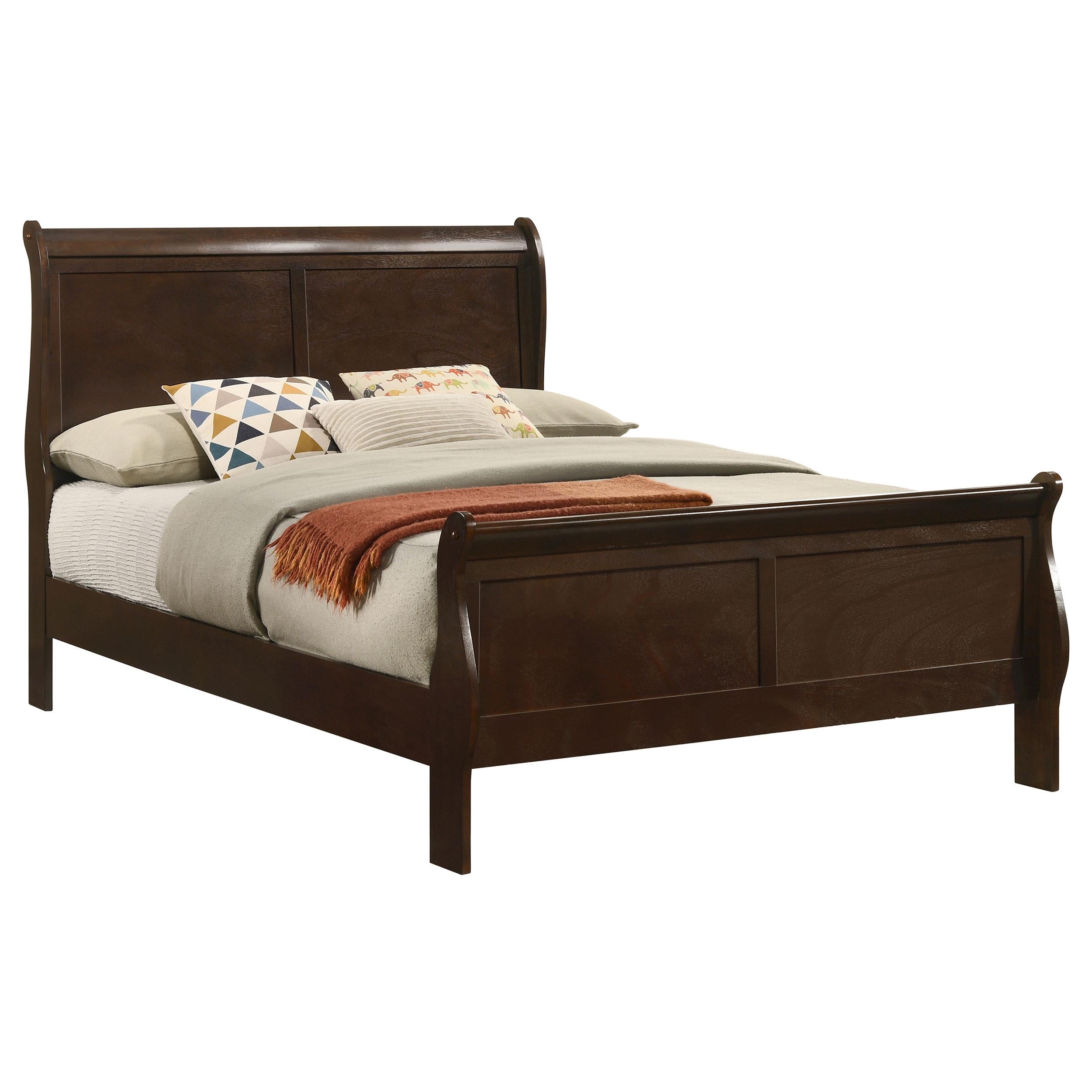  Size_Full --  Louis Philippe 202411F Wood Full Sleigh Bed - Cappuccino IMAGE 2