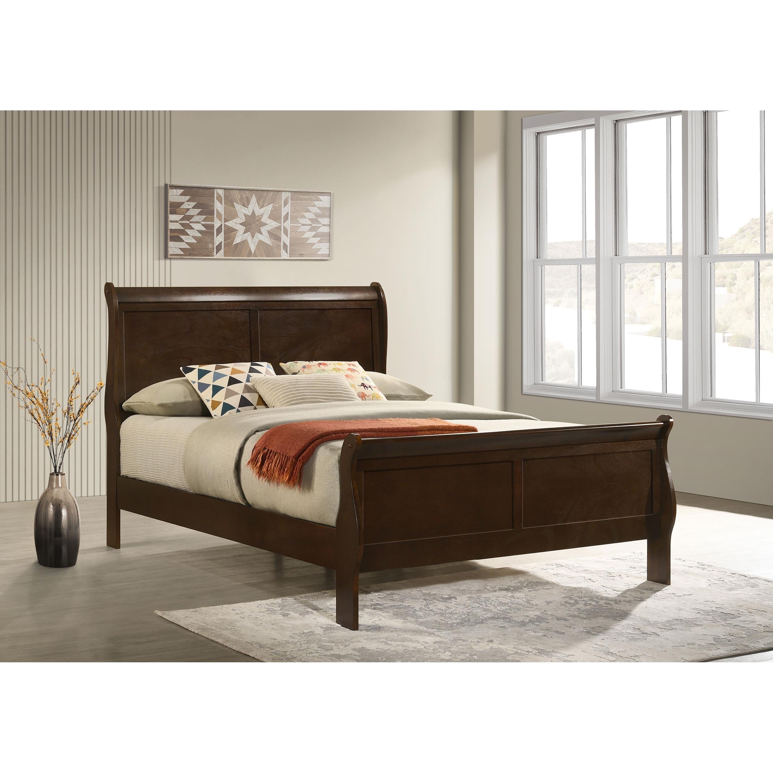  Size_Full --  Louis Philippe 202411F Wood Full Sleigh Bed - Cappuccino IMAGE 6