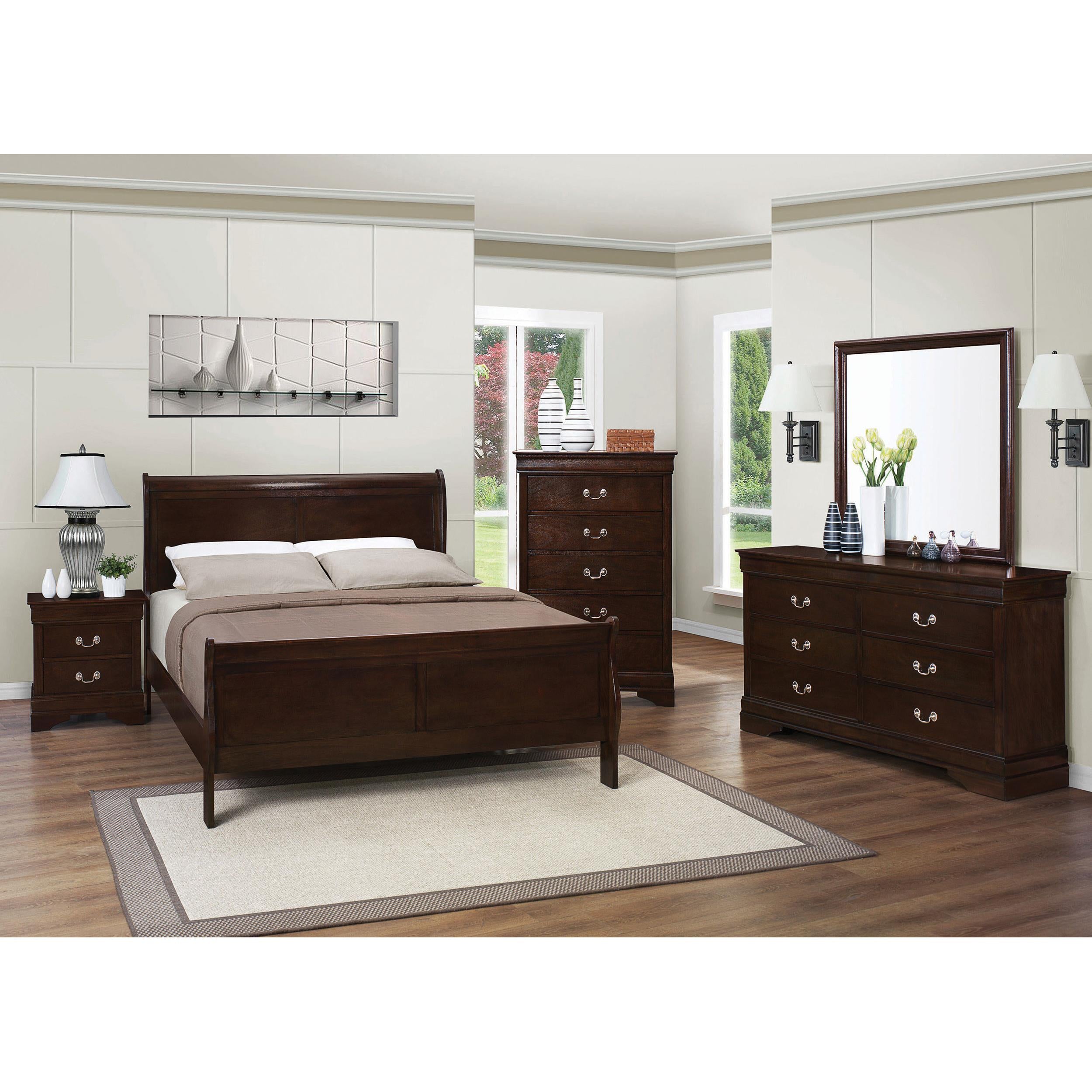  Size_Full --  Louis Philippe 202411F Wood Full Sleigh Bed - Cappuccino IMAGE 7