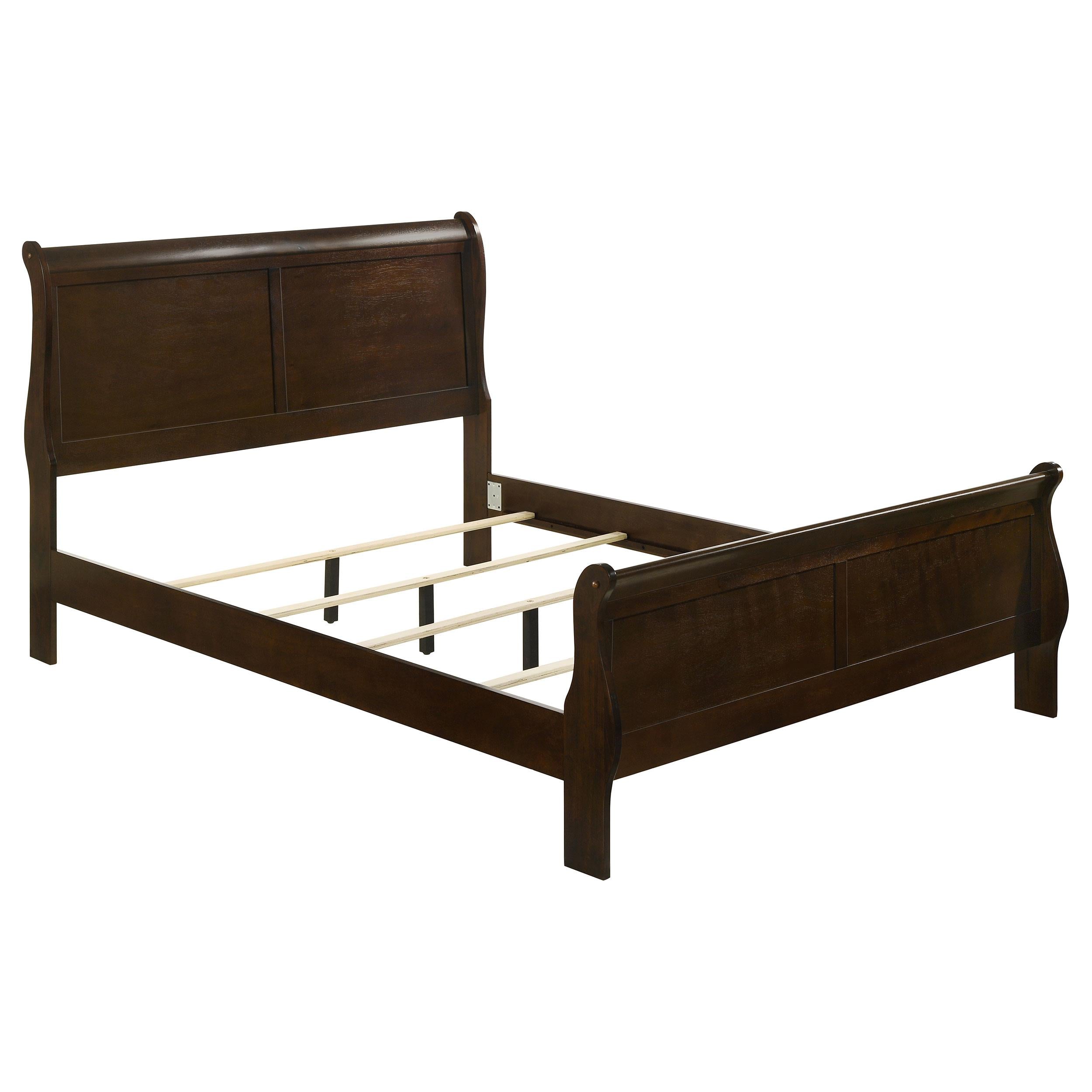  Size_Queen --  Louis Philippe 202411Q Wood Queen Sleigh Bed - Cappuccino IMAGE 1