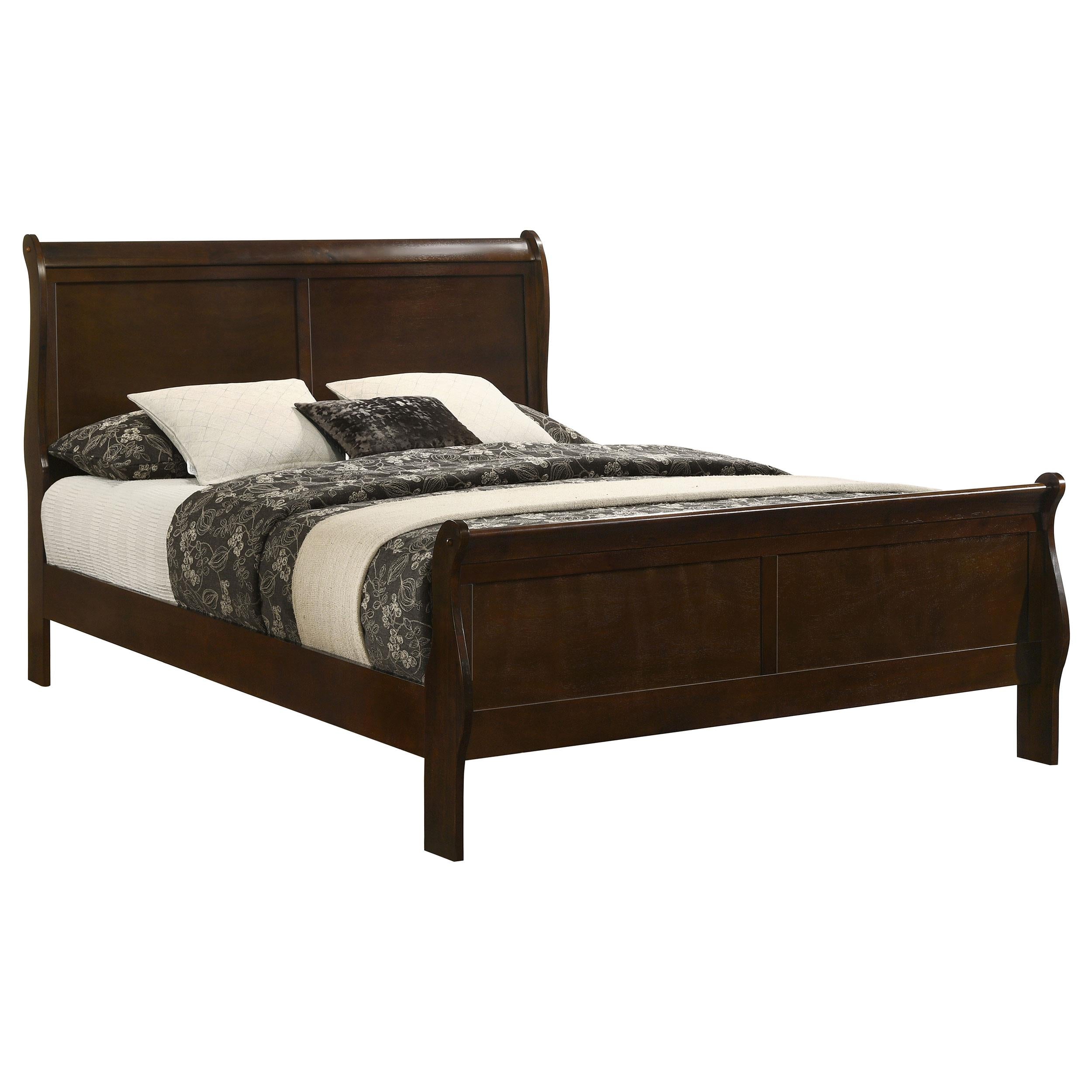  Size_Queen --  Louis Philippe 202411Q Wood Queen Sleigh Bed - Cappuccino IMAGE 2