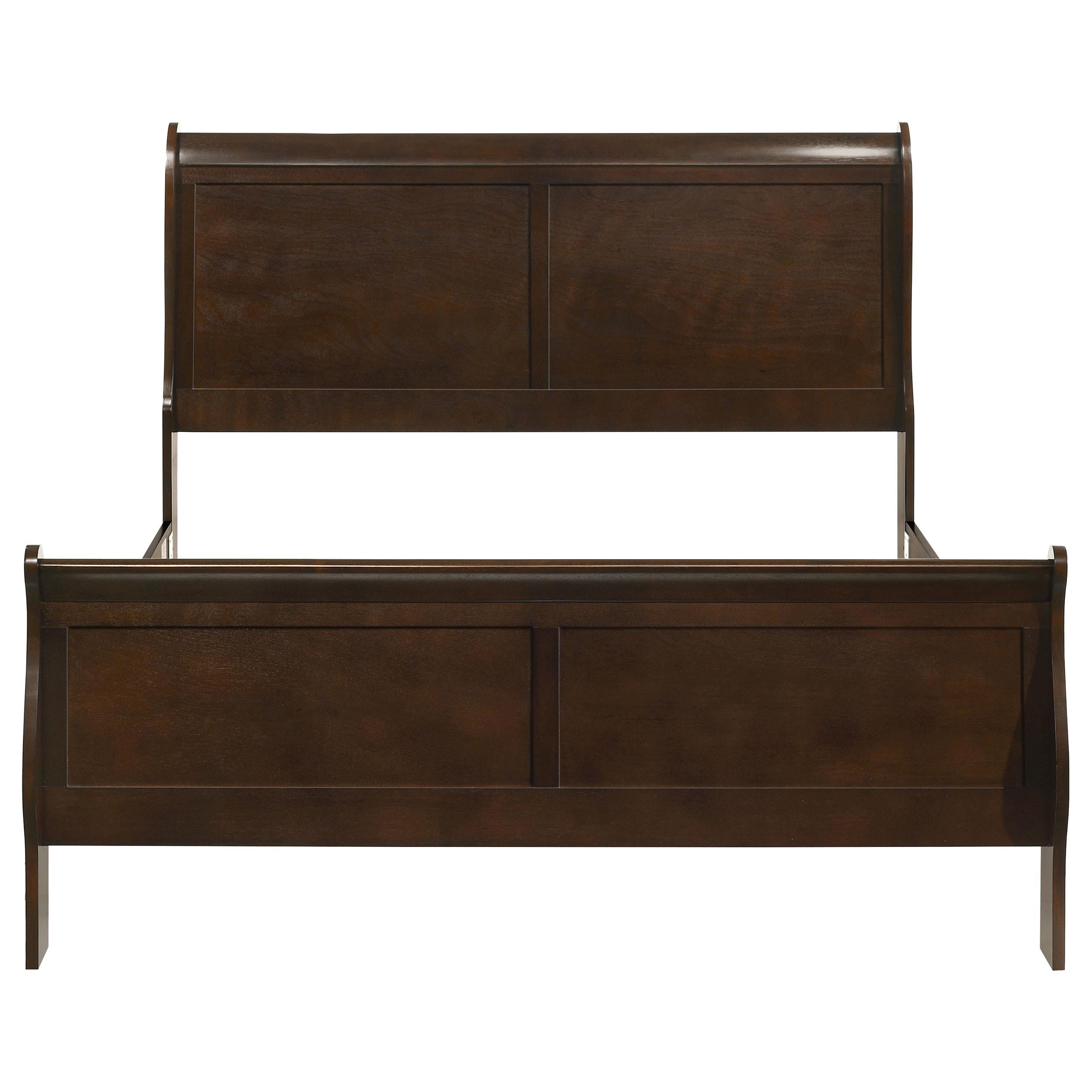  Size_Queen --  Louis Philippe 202411Q Wood Queen Sleigh Bed - Cappuccino IMAGE 3