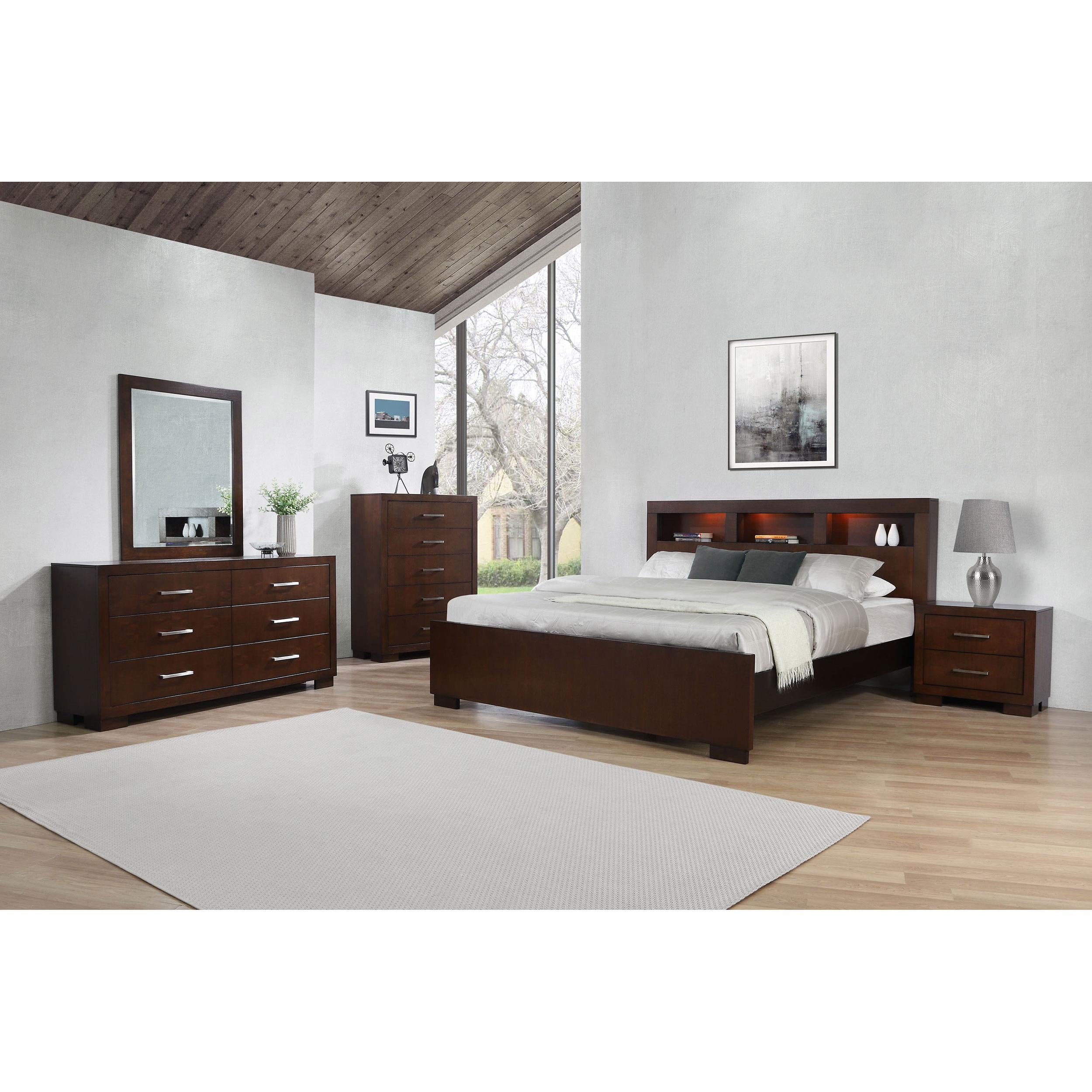  Size_King --  Jessica 200719KE Eastern King LED Storage Bookcase Bed - Cappuccino IMAGE 7
