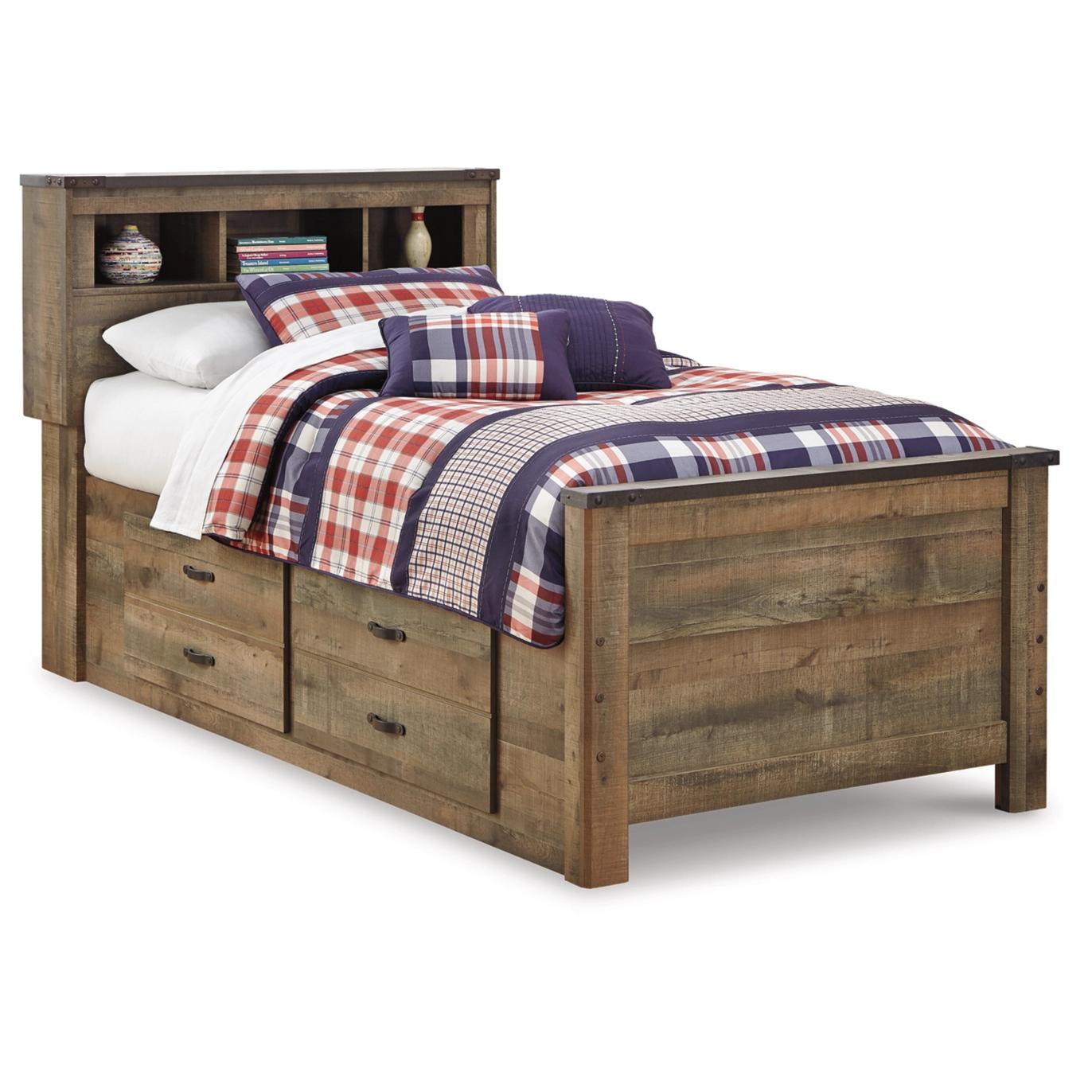  Signature Design by Ashley Trinell B446B17 Twin Bookcase Bed with 2 Storage Drawers IMAGE 1
