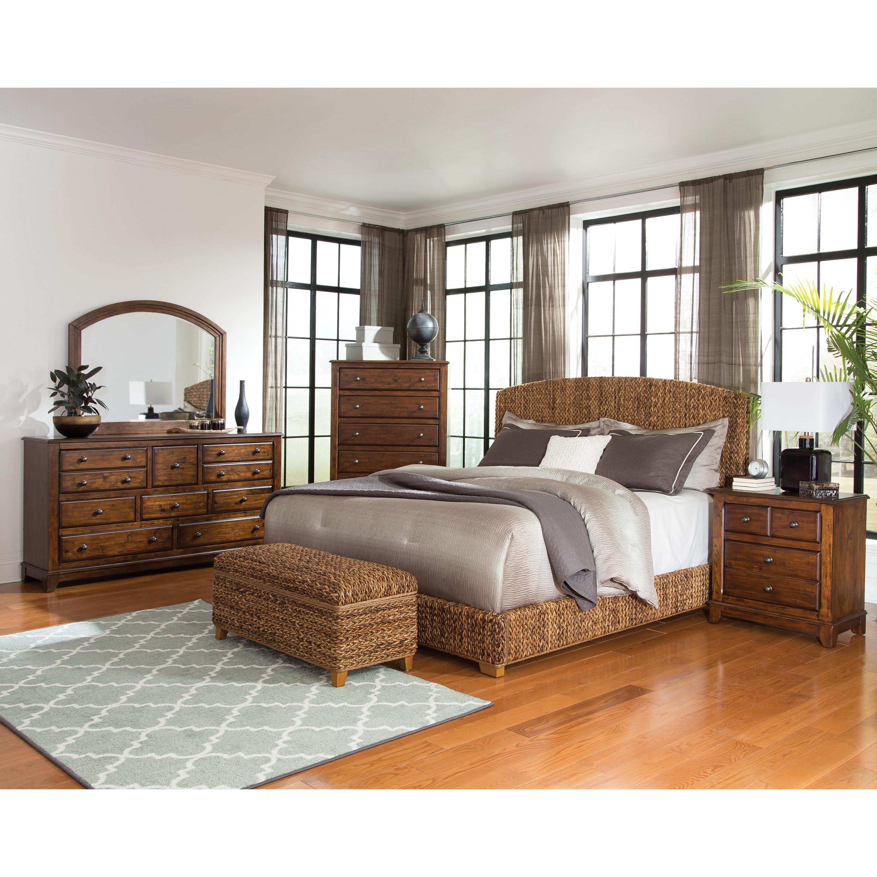  Size_King --  Laughton 300501KE Banana Leaf Eastern King Panel Bed - Amber IMAGE 3