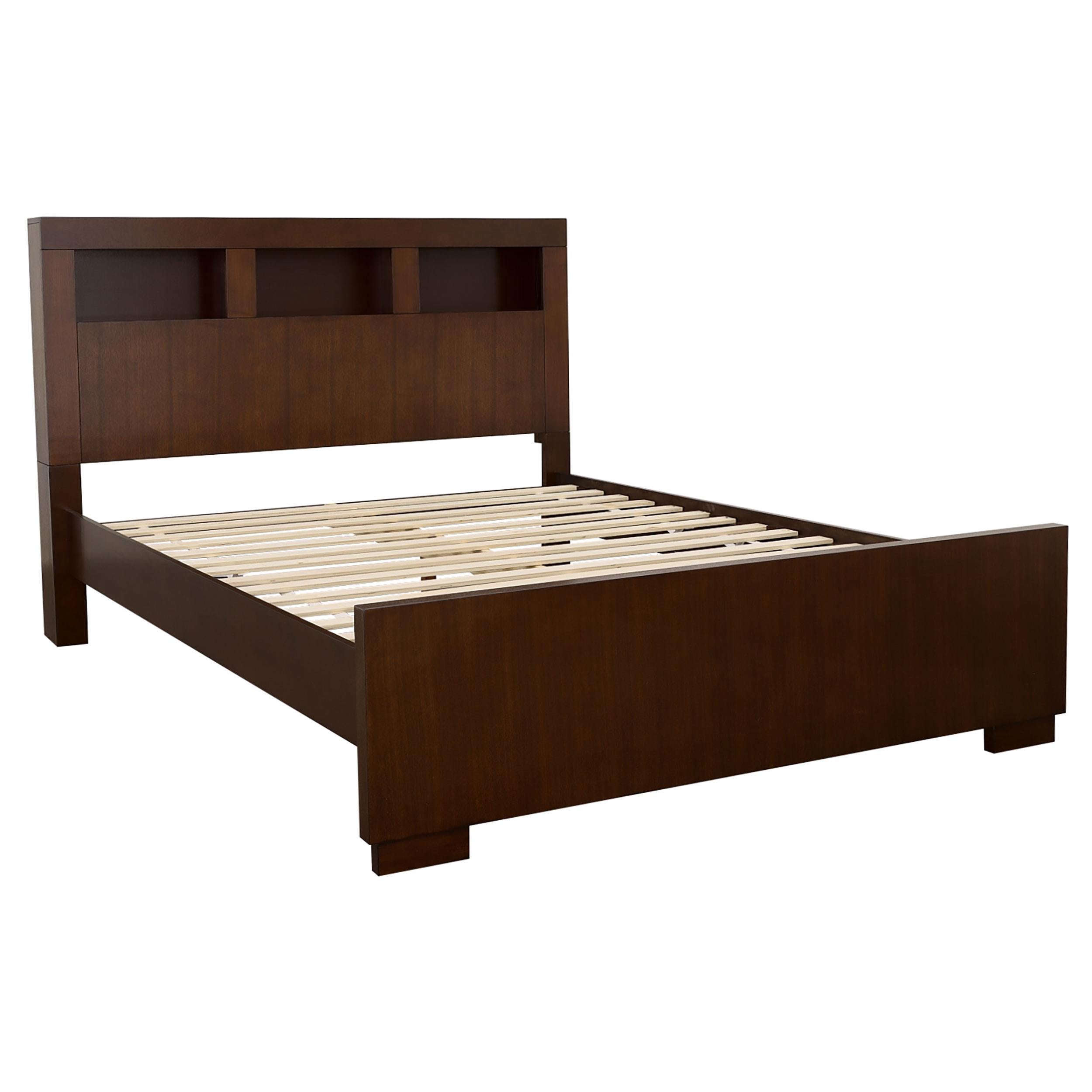  Size_California King --  Jessica 200719KW California King LED Storage Bookcase Bed - Cappuccino IMAGE 1