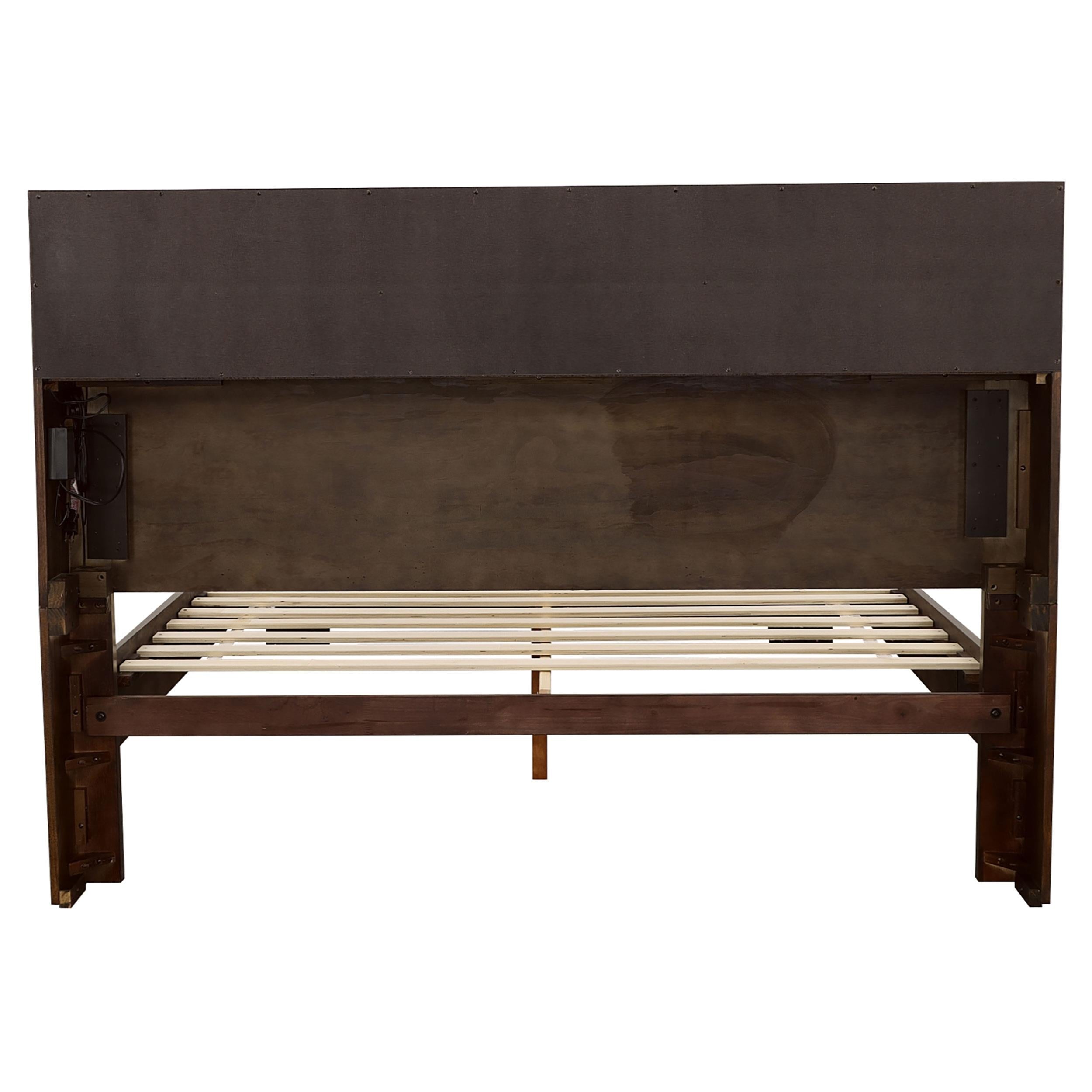  Size_California King --  Jessica 200719KW California King LED Storage Bookcase Bed - Cappuccino IMAGE 5