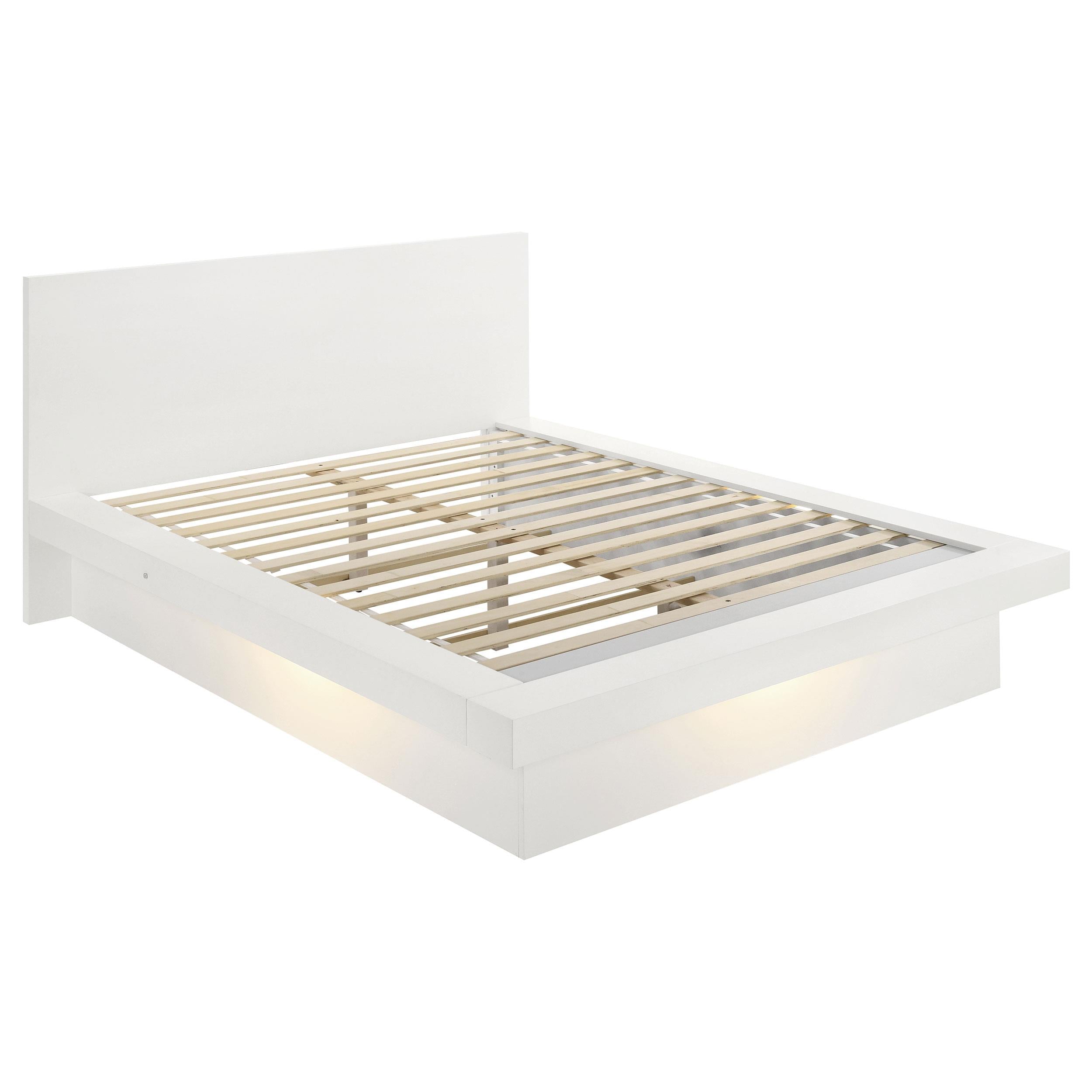 Size_King --  Jessica 202990KE Wood Eastern King LED Panel Bed - Snow White IMAGE 1