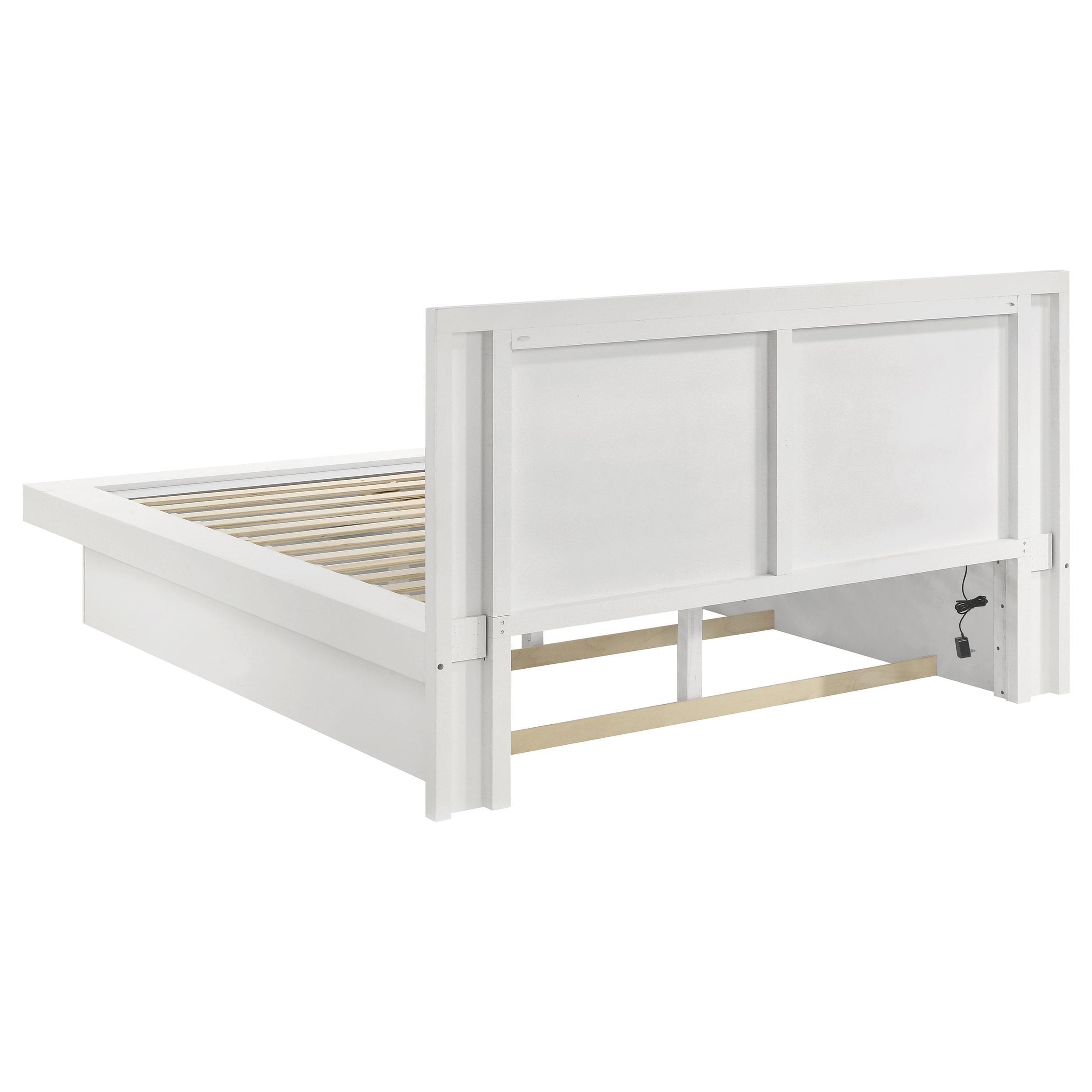  Size_King --  Jessica 202990KE Wood Eastern King LED Panel Bed - Snow White IMAGE 3
