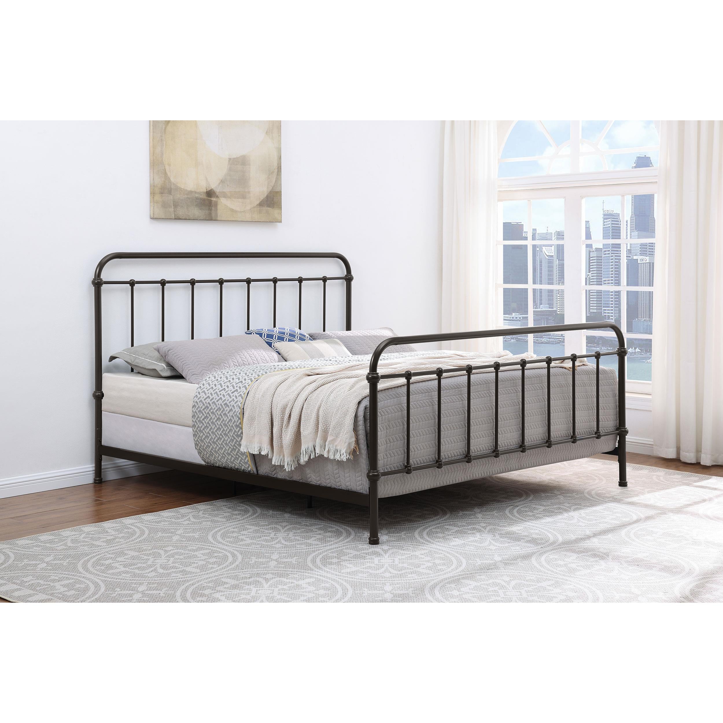  Size_King --  Livingston 300399KE Metal Eastern King Open Frame Bed - Dark Bronze IMAGE 8