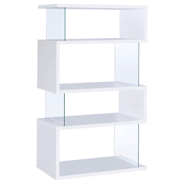 Coaster Furniture Emelle 800300 63-inch 4-shelf Glass Panel Bookshelf - White