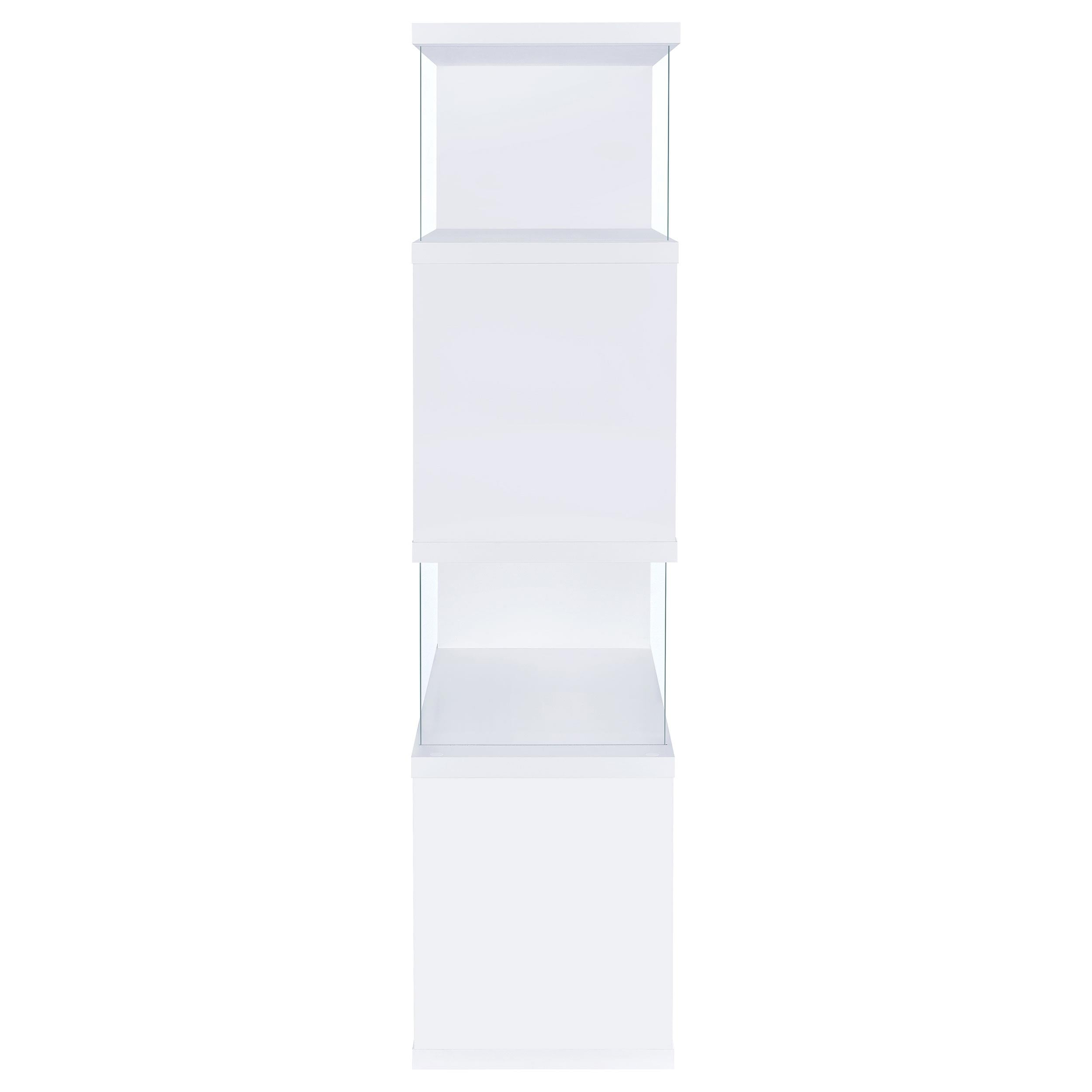  Coaster Furniture Emelle 800300 63-inch 4-shelf Glass Panel Bookshelf - White IMAGE 6