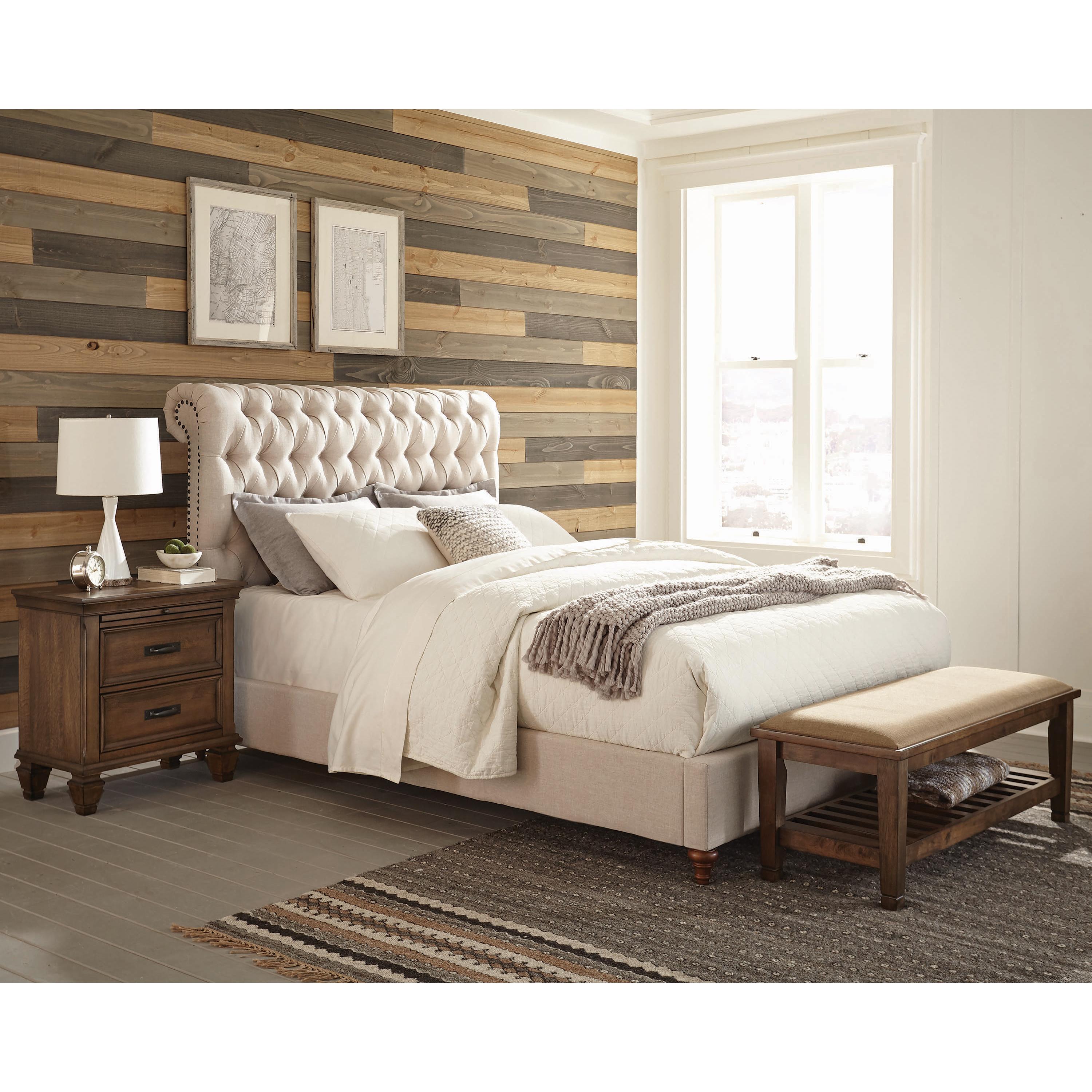  Size_Queen --  Devon 300525Q 57-inch Upholstered Queen Panel Bed - Beige IMAGE 4
