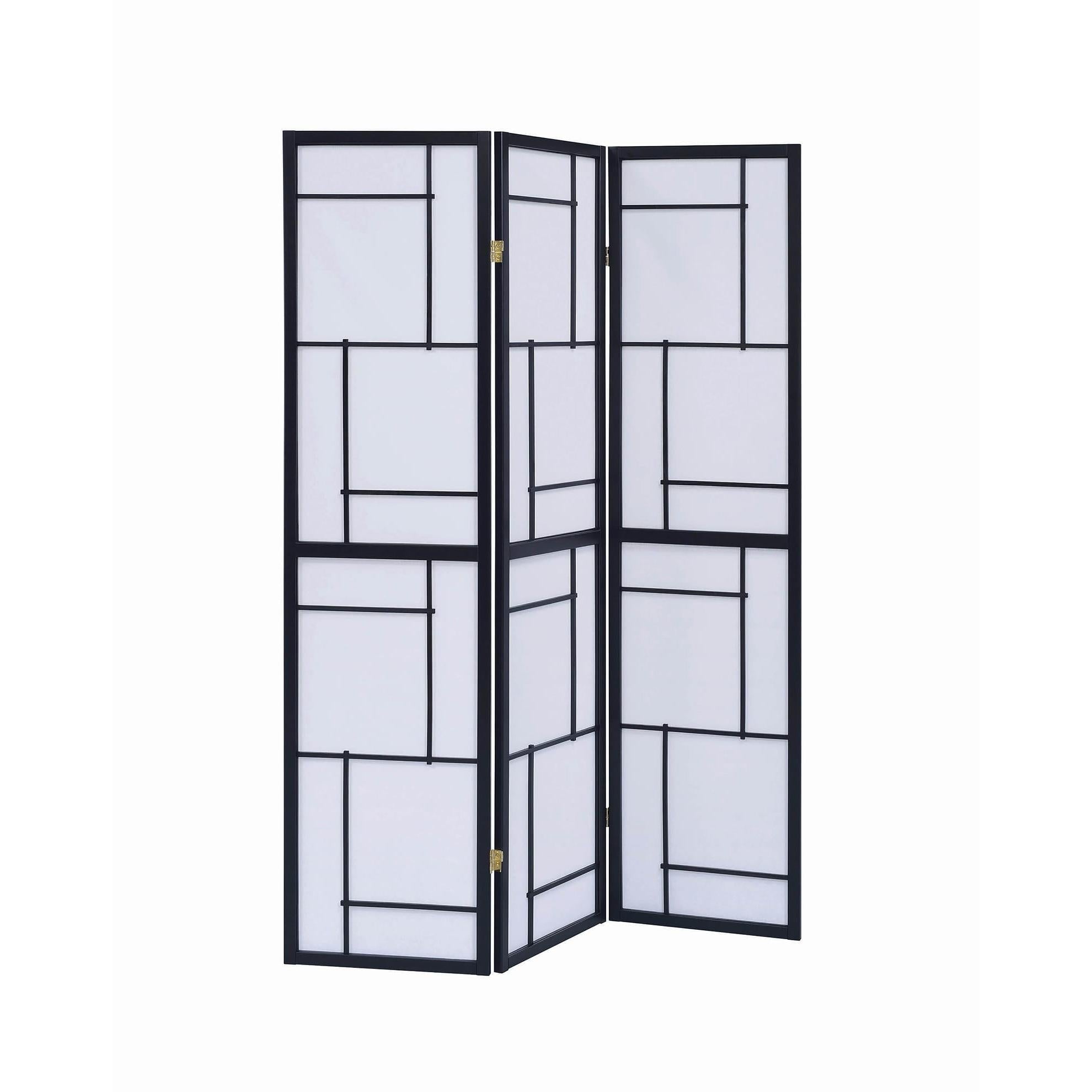  Coaster Furniture Damis 900102 3-Panel Room Divider Folding Shoji Screen - Black IMAGE 1