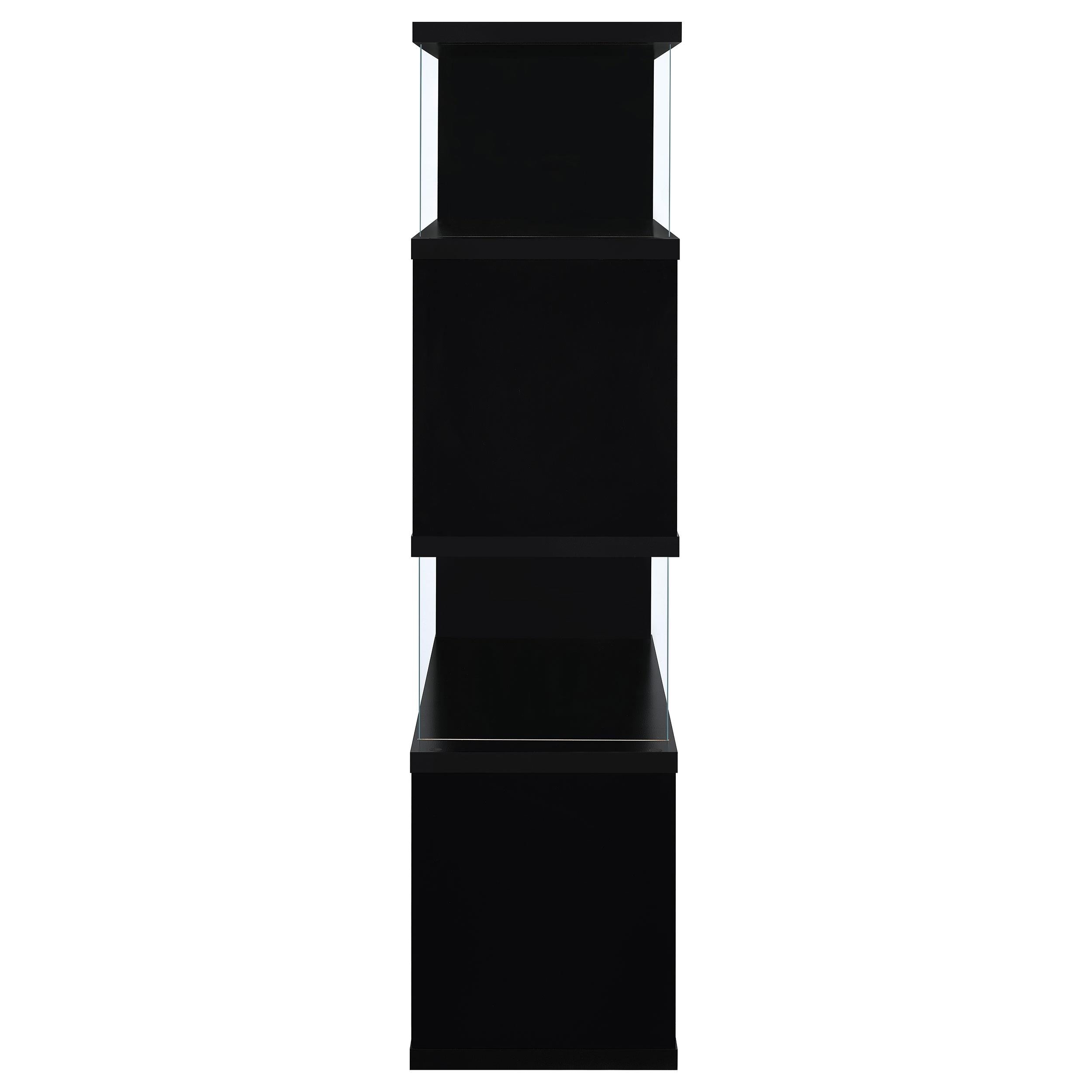  Coaster Furniture Emelle 800340 63-inch 4-shelf Glass Panel Bookshelf - Black IMAGE 3