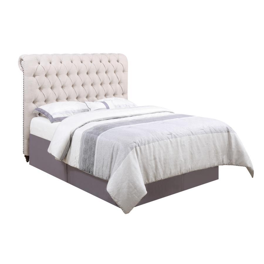  Size_California King --  Devon 300525KW 57-inch Upholstered California King Panel Bed - Beige IMAGE 2