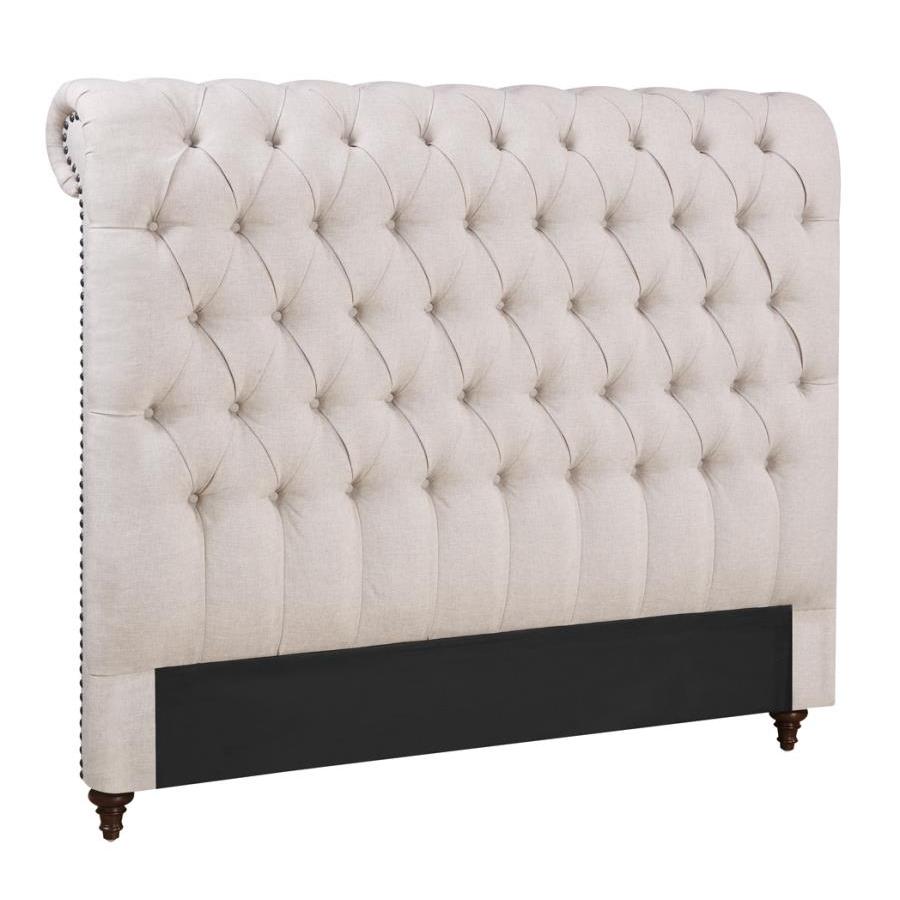  Size_King --  Devon 300525KE 57-inch Upholstered Eastern King Panel Bed - Beige IMAGE 3