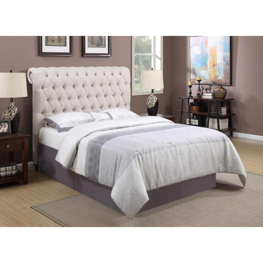  Size_King --  Devon 300525KE 57-inch Upholstered Eastern King Panel Bed - Beige IMAGE 5