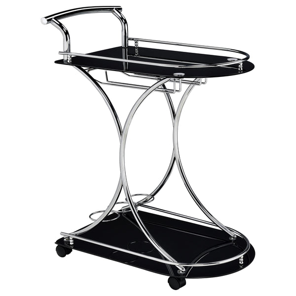 Coaster Furniture Elfman 910001 2-tier Glass Shelf Metal Bar Cart - Black and Chrome