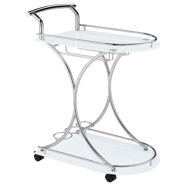 Coaster Furniture Elfman 910002 2-tier Glass Shelf Metal Bar Cart - White and Chrome