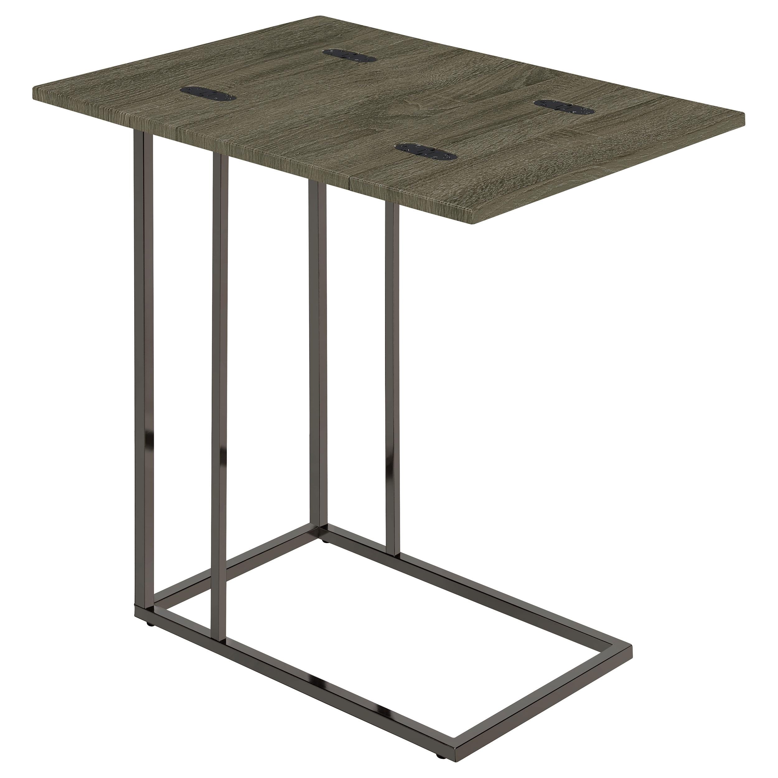  Coaster Furniture Pedro 902864 Expandable C-Shaped Sofa Side Table - Weathered Grey IMAGE 2