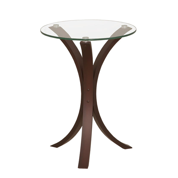 Coaster Furniture Edgar 902867 Round Glass Top Accent Side Table - Cappuccino