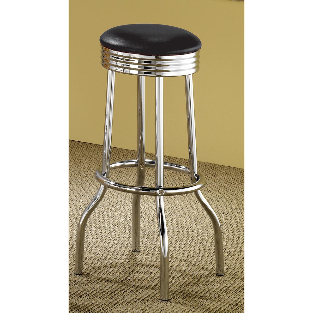 Coaster Furniture Retro 2408 Upholstered Metal Swivel Bar Stool - Black (Set of 2) IMAGE 3