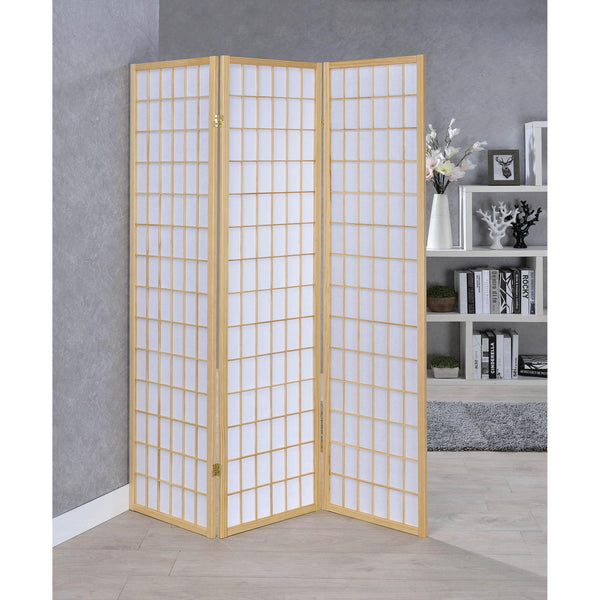 Coaster Furniture Carrie 4621 3-Panel Room Divider Folding Shoji Screen - Natural