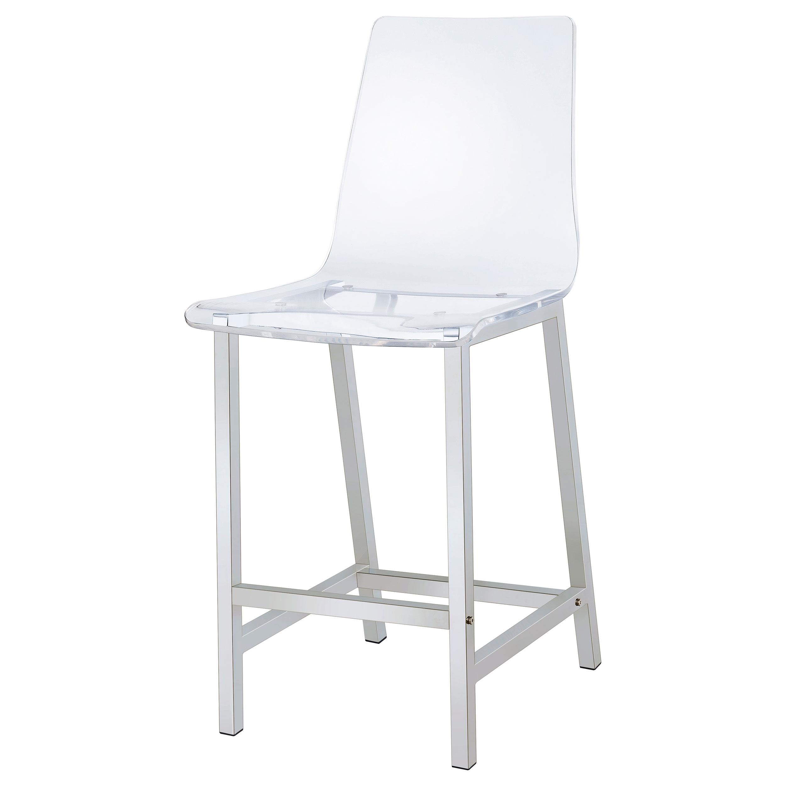  Coaster Furniture Juelia 100265 Clear Acrylic Counter Chair - Chrome (Set of 2) IMAGE 3