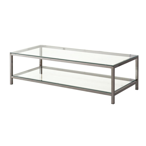Coaster Furniture Trini 720228 1-shelf Glass Top Coffee Table - Black Nickel