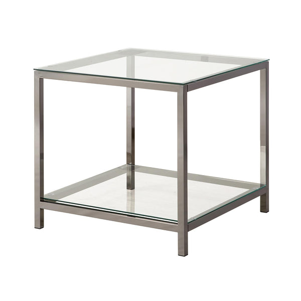 Coaster Furniture Trini 720227 1-shelf Glass Top Side End Table - Black Nickel