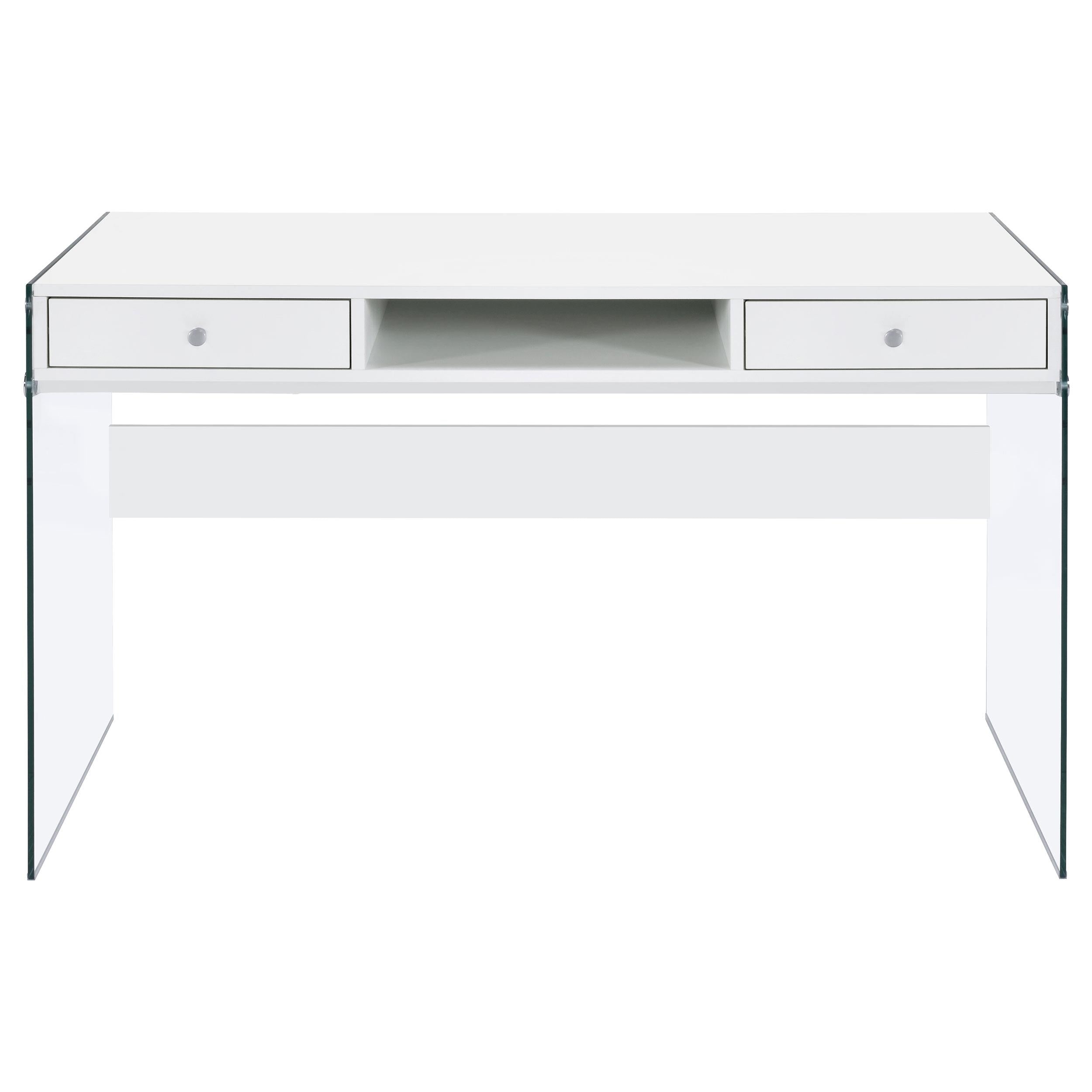  Coaster Furniture Dobrev 800829 48-inch 2-Drawer Writing Desk - White High Gloss IMAGE 3