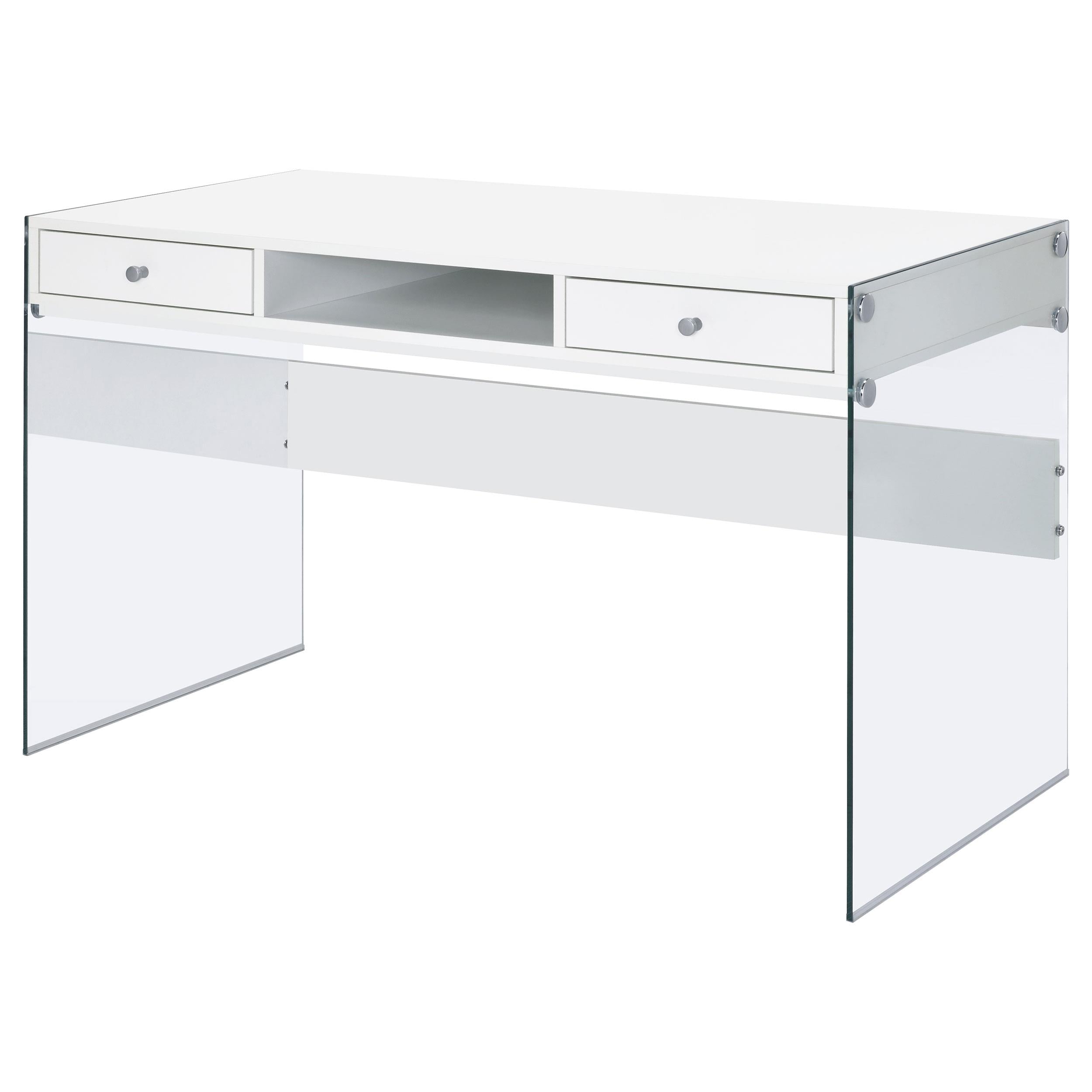  Coaster Furniture Dobrev 800829 48-inch 2-Drawer Writing Desk - White High Gloss IMAGE 4