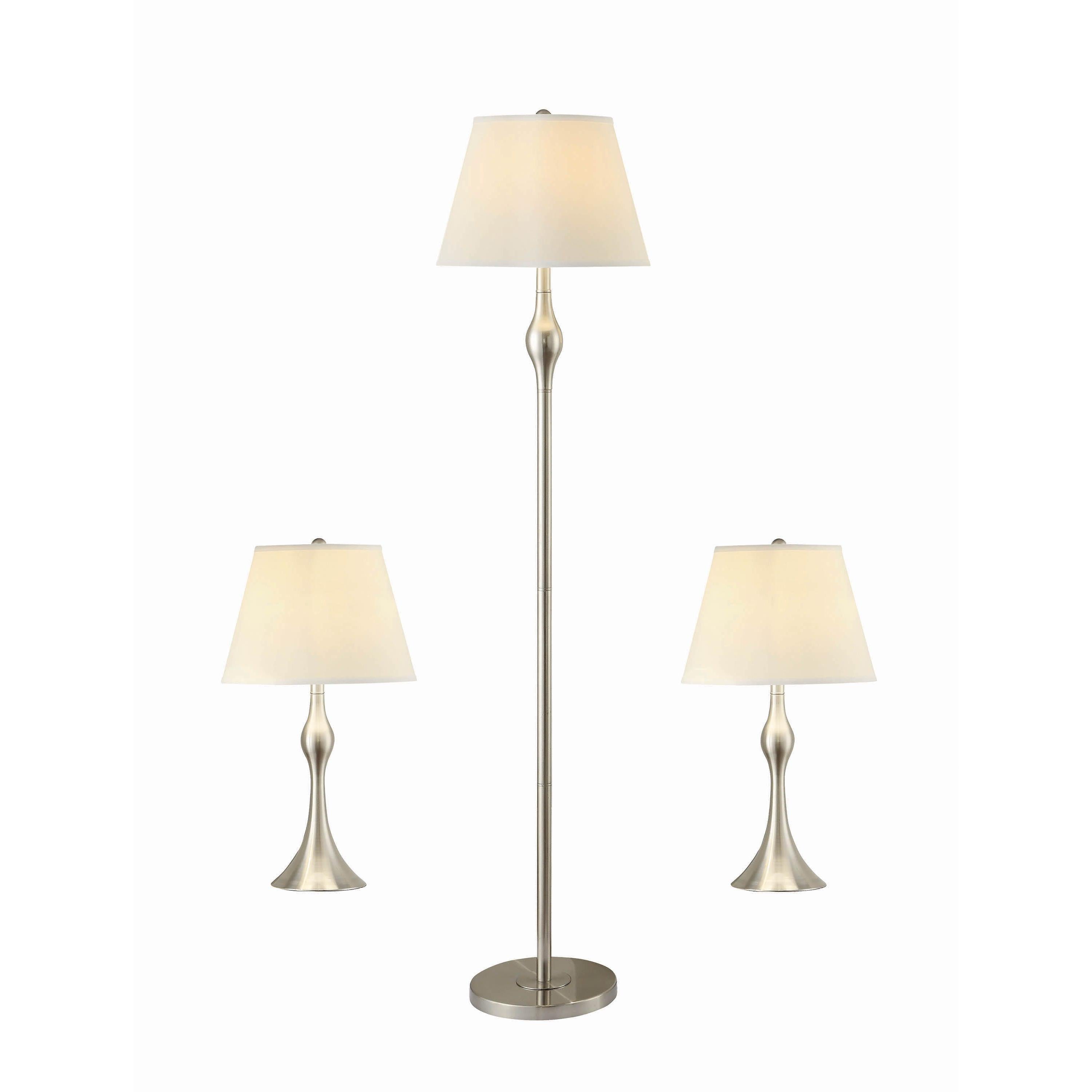  Coaster Furniture Griffin 901235 3-piece Floor and Table Lamp Set - Brushed Nickel IMAGE 1