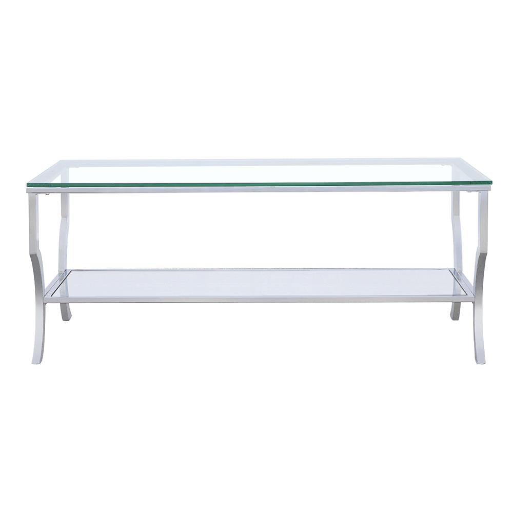  Coaster Furniture Saide 720338 Rectangular Glass Top Coffee Table - Chrome IMAGE 2