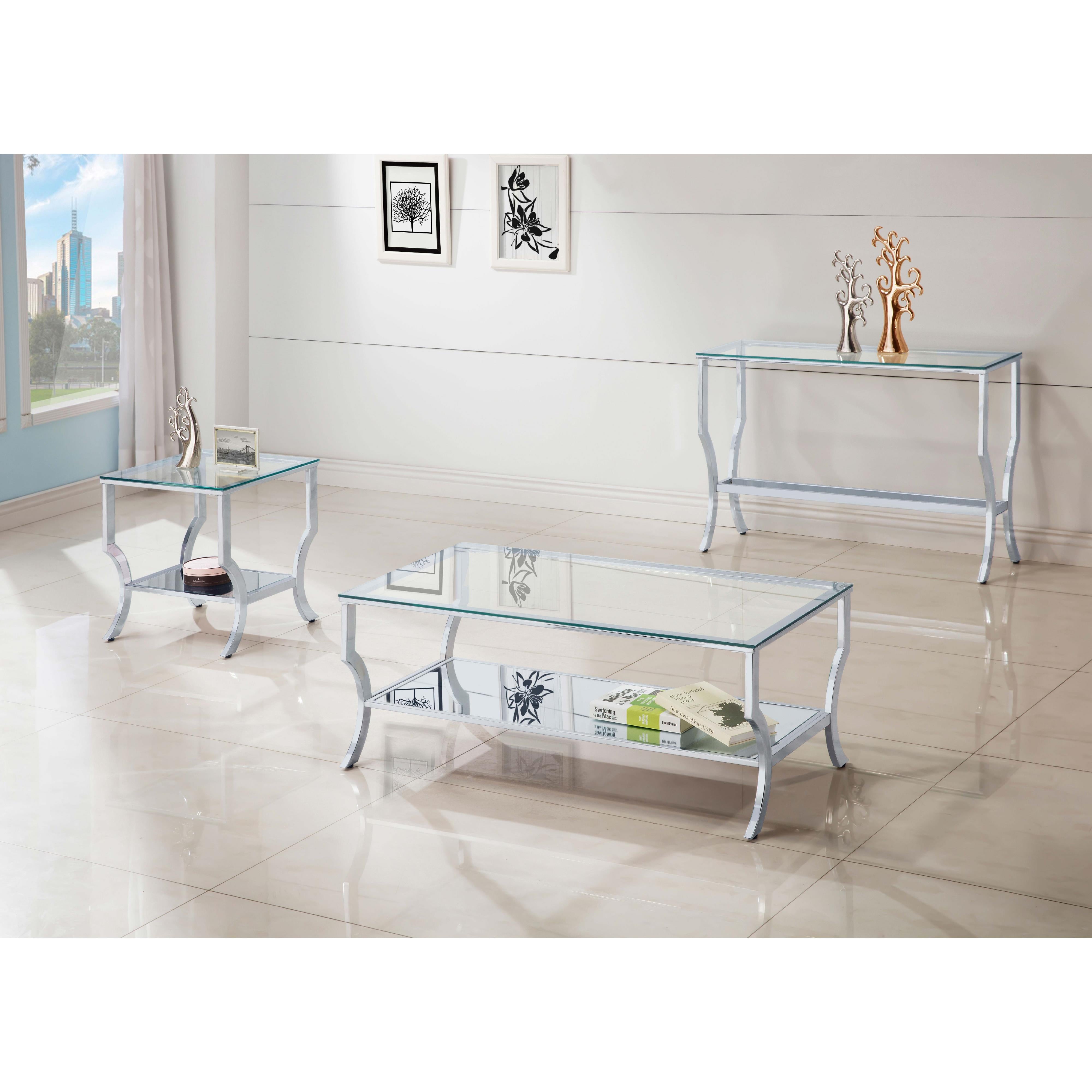  Coaster Furniture Saide 720338 Rectangular Glass Top Coffee Table - Chrome IMAGE 6