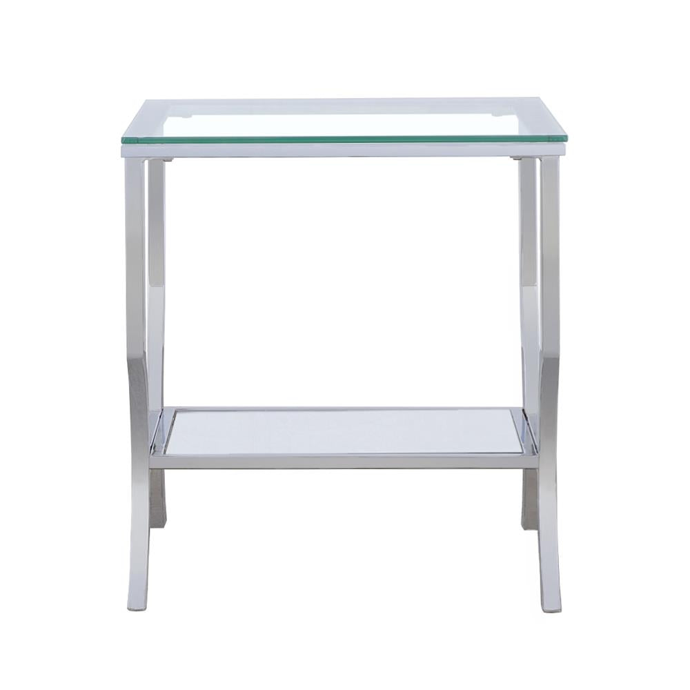  Coaster Furniture Saide 720337 Square Glass Top Side End Table - Chrome IMAGE 2