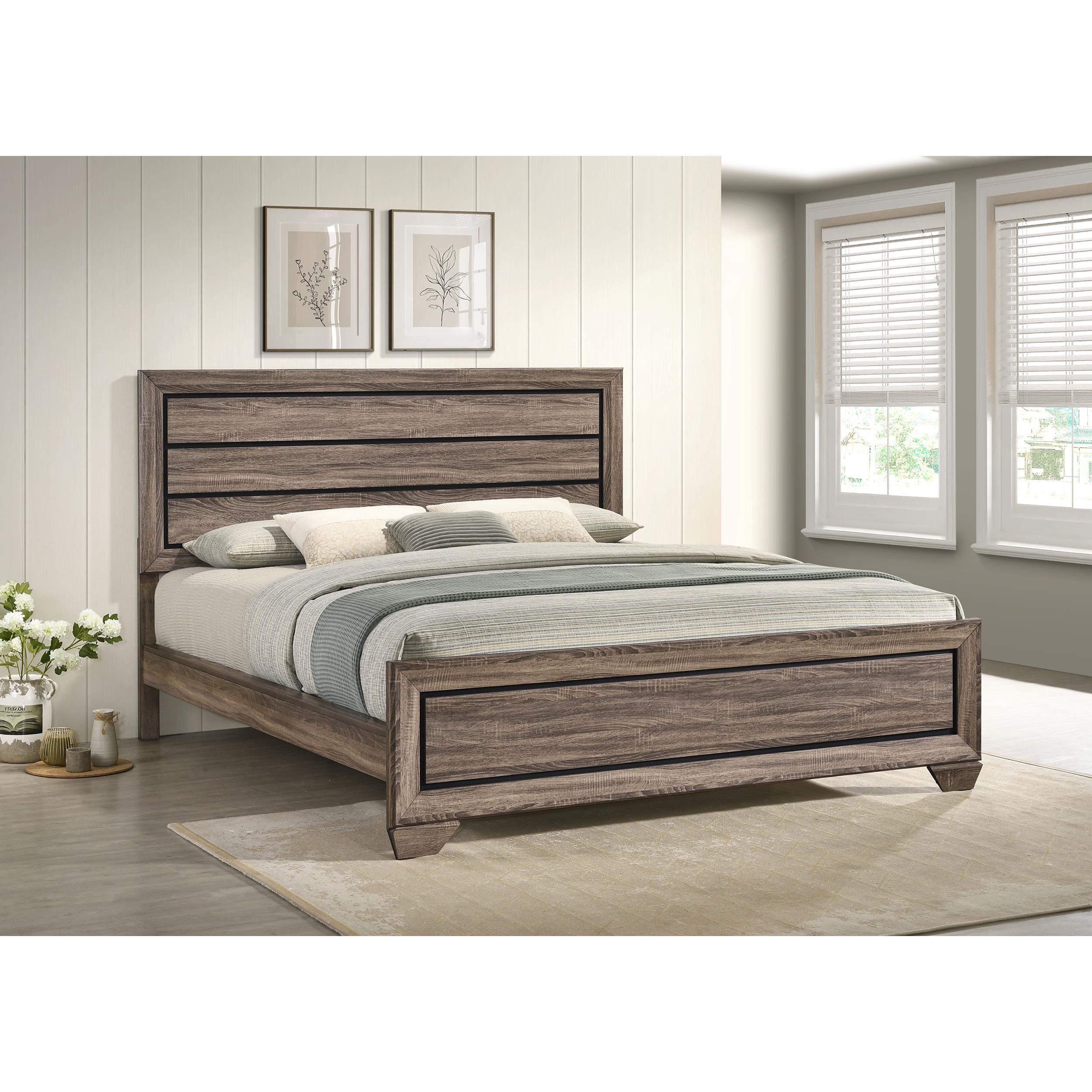  Size_California King --  Kauffman 204191KW Wood California King Panel Bed - Washed Taupe IMAGE 6