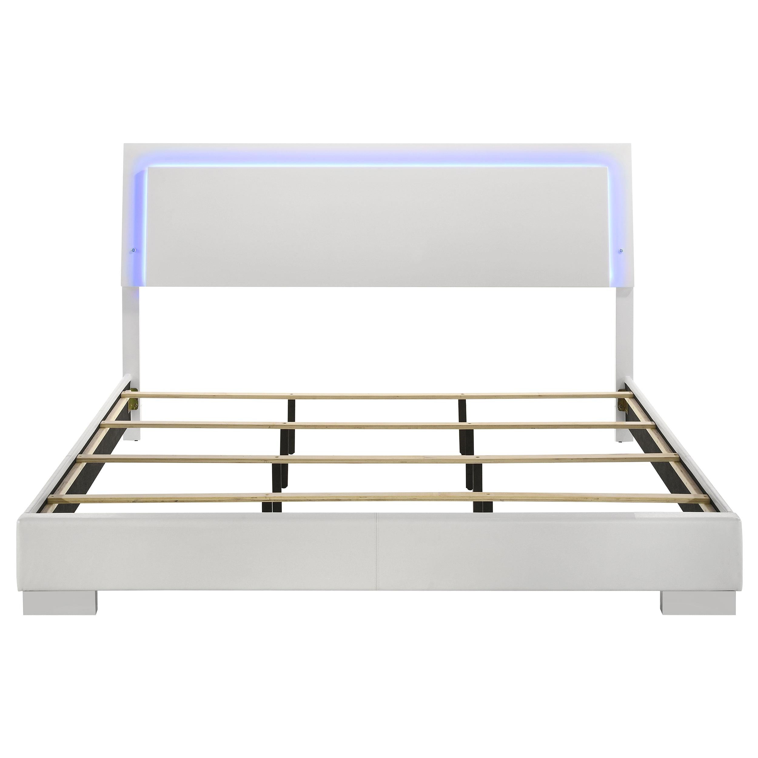  Size_King --  Felicity 203500KE Wood Eastern King LED Panel Bed - White High Gloss IMAGE 3