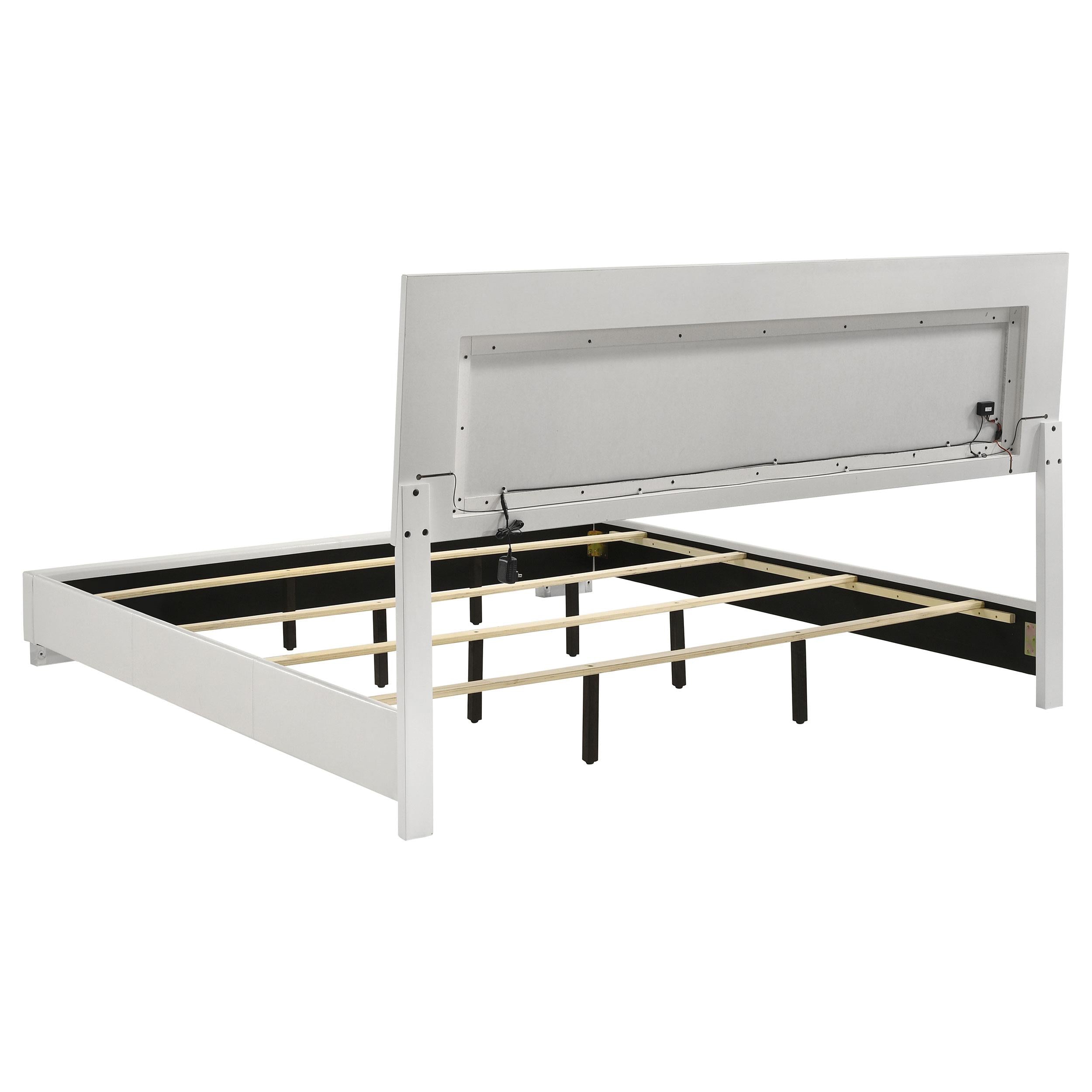  Size_King --  Felicity 203500KE Wood Eastern King LED Panel Bed - White High Gloss IMAGE 4